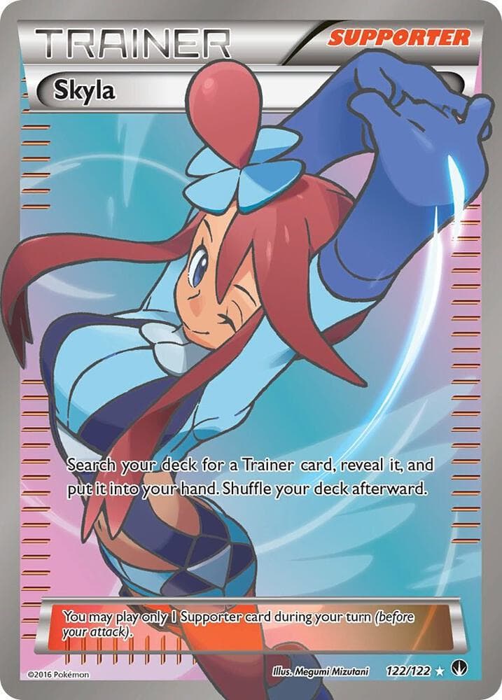skyla pokemon card full art shining fates Trainer - Extended Artwork Display Case clear acrylic holder that perfectly accentuates the stunning visual design and character artwork Pokemon Trading Card Game 072/072