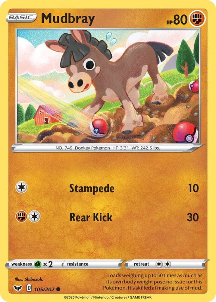 Mudbray-Reverse Foil (105) 2020 Pokemon Sword & Shield