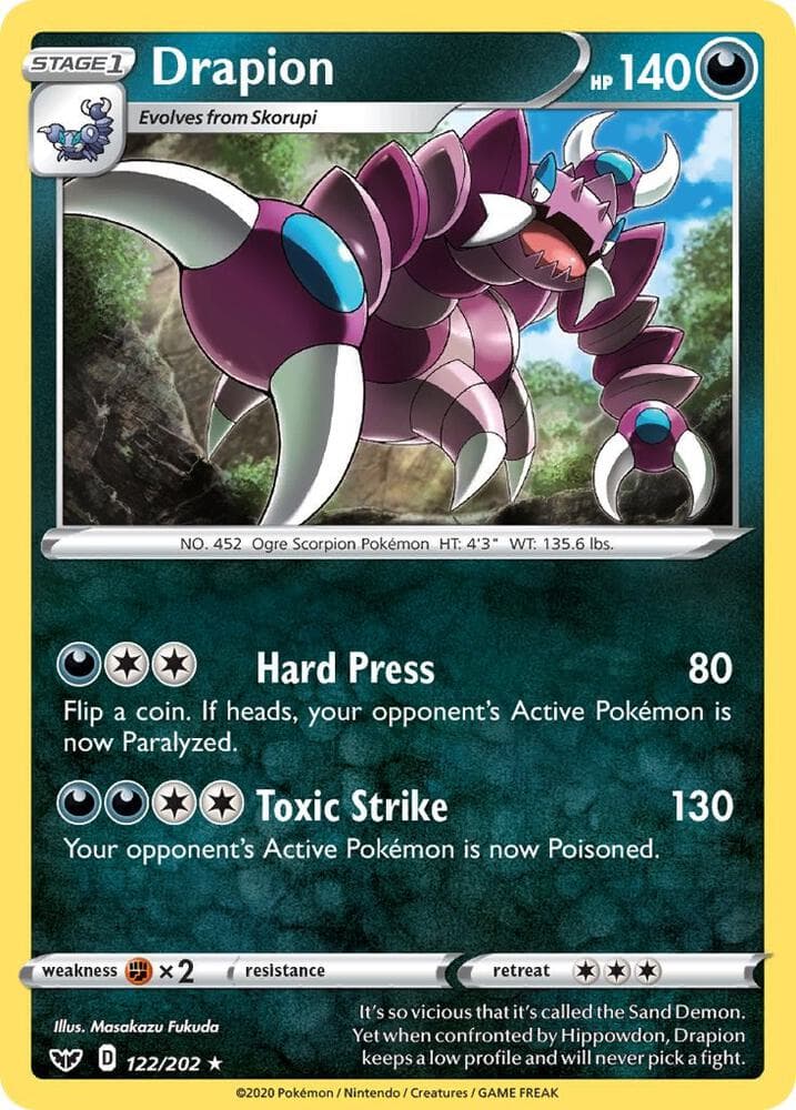 Drapion-Reverse Foil (122) 2020 Pokemon Sword & Shield