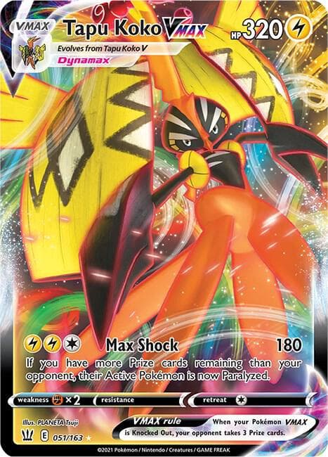 pokemon card tapu koko v Sword & Shield Battle Styles - - 147/163 Lightning Lightning Spike Draw (20) Draw 2 cards Pokemon – Tapu Koko V