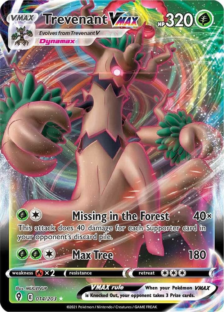 trevenant v pokemon card value 013/203 Evolving Skies  Click and Collectables [G] Seed Bomb (40) Attack 2 Pokemon Trading Card Game 168/203
