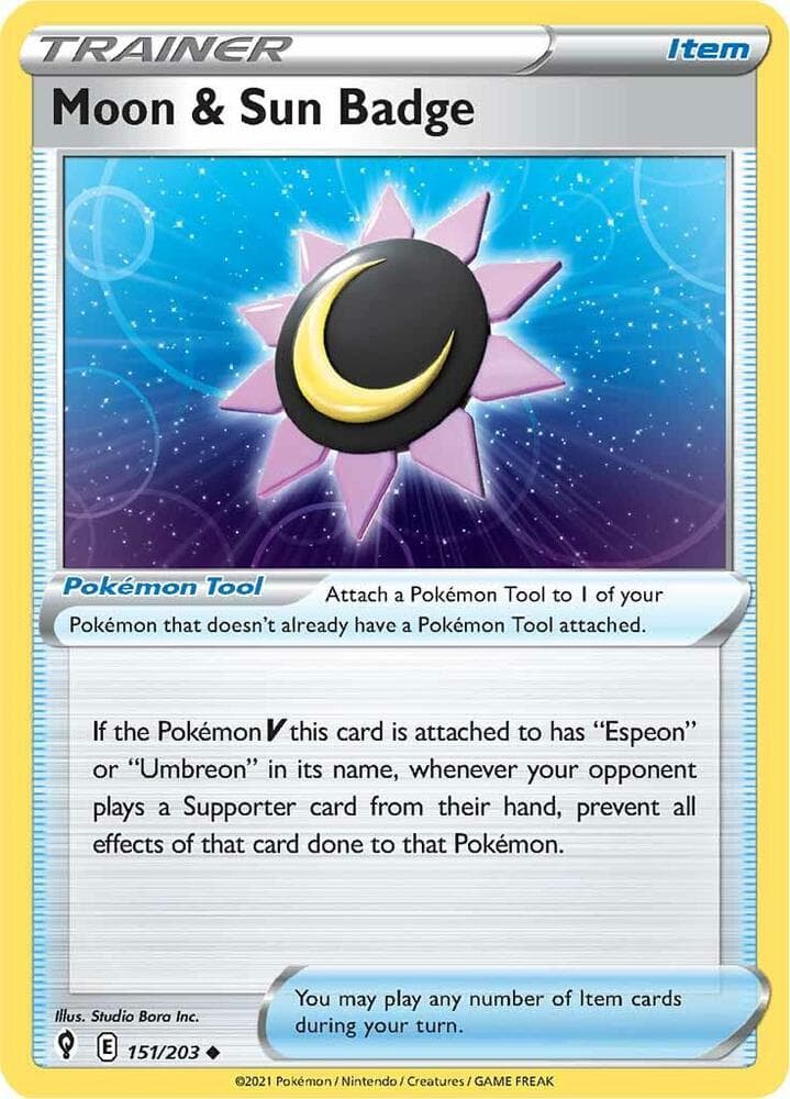 Moon & Sun Badge-Reverse Foil (151) 2021 Pokemon Sword & Shield Evolving Skies