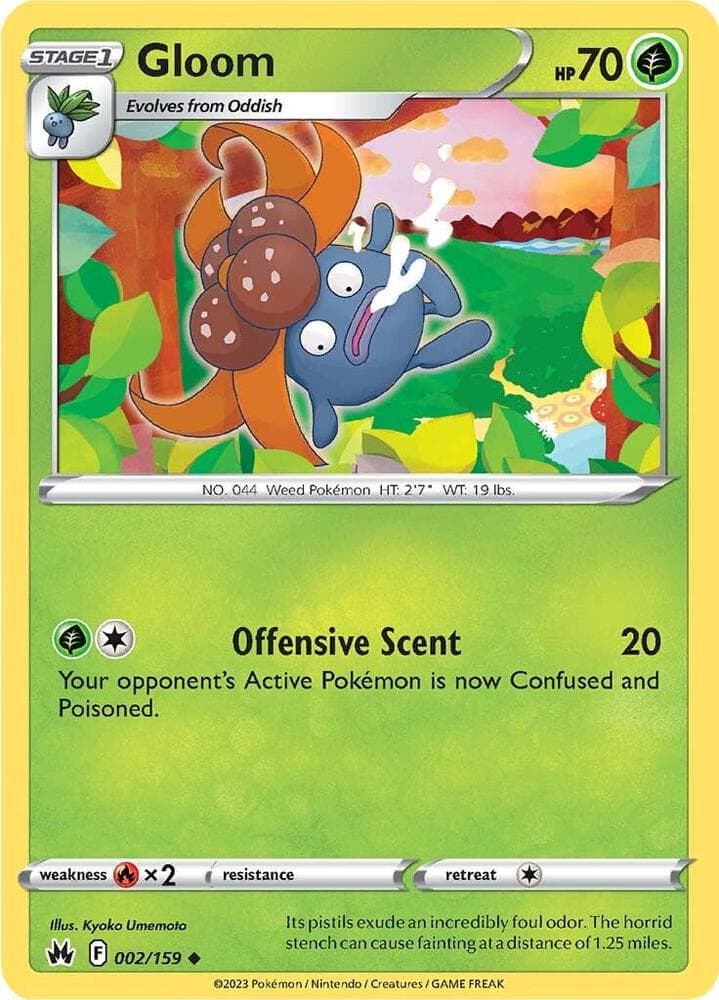 gloom pokemon card obsidian flames - 198/197 - - Illustration Rare RarityCommon Hit Points80 HP Colorless Inviting Scent Switch in 1 of your opponent’s Benched Pokémon to the Active Spot. Gloom | Obsidian Flames |