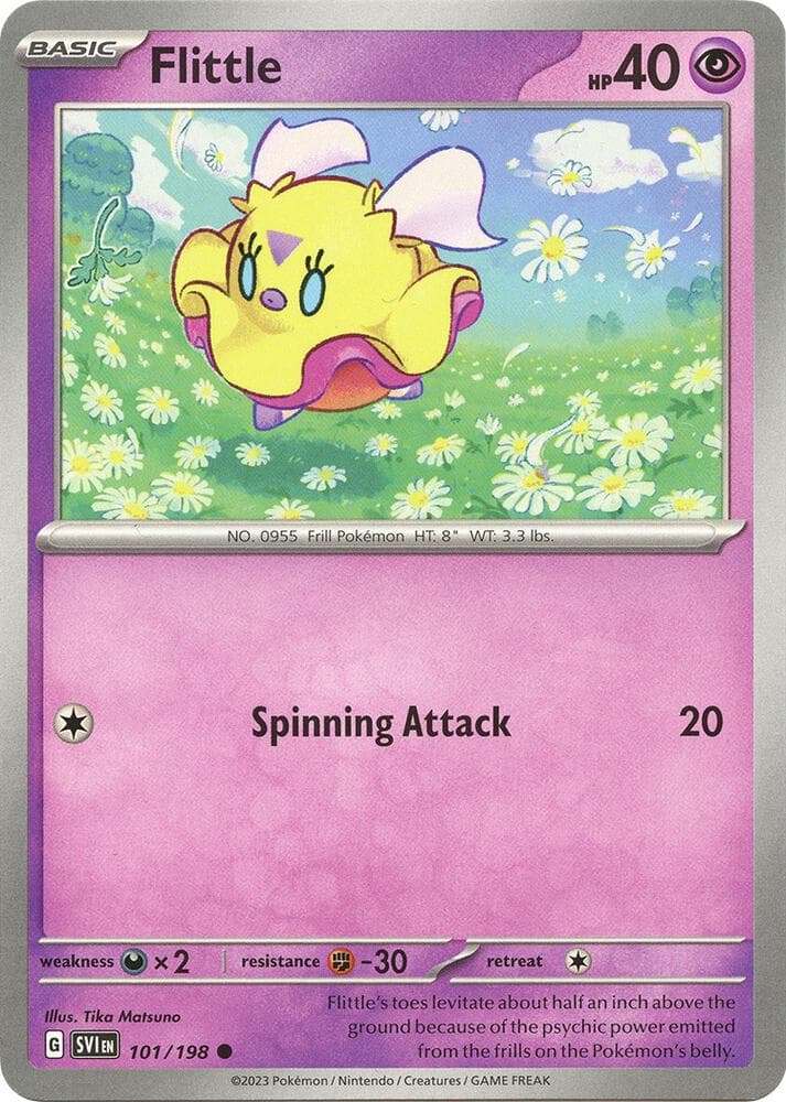 flittle pokemon card 270/190 S | SV4a RarityCommon Hit Points40 HP Psychic Dance Away (10) Switch this Pokemon with 1 of your Benched Pokémon. Seeking Flittle Cards to Complete