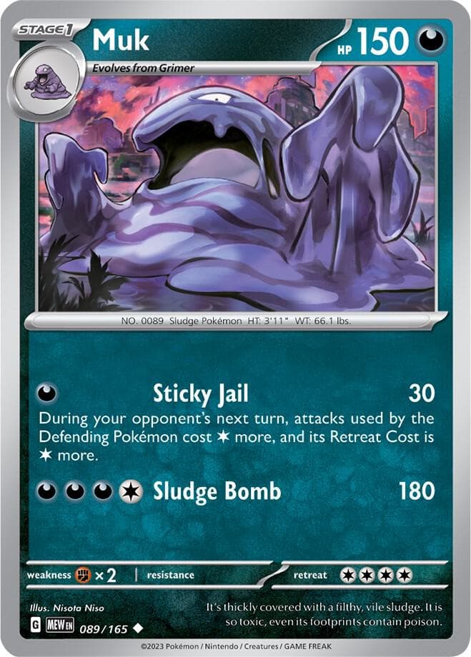 1999 muk pokemon card - 13/62 - Holo Rare flip a coin Pokemon Gym Challenge Rare Koga's