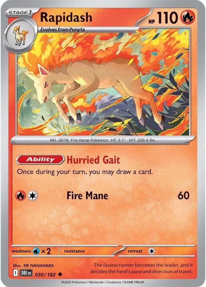 Rapidash Reverse Holo (030) 2025 Pokemon Dri EN-Destined Rivals