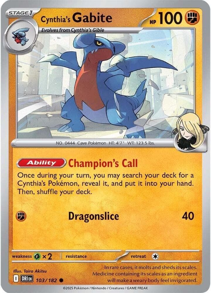 Cynthia's Gabite (103) 2025 Pokemon Dri EN-Destined Rivals