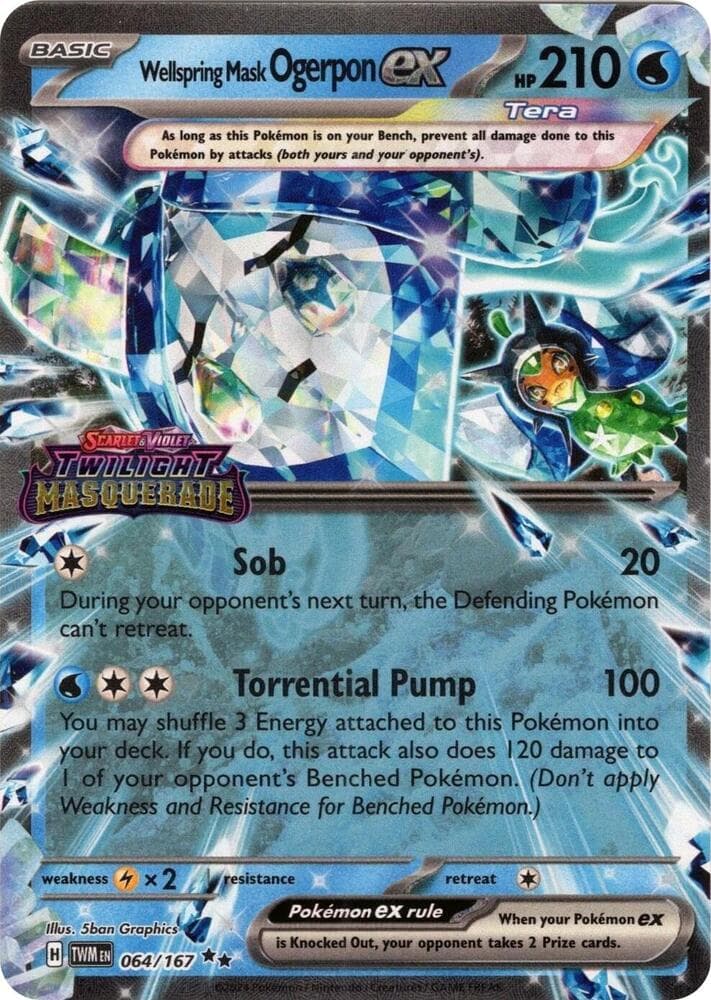 ogerpon ex pokemon card value Mask Lot  Teal Hearthflame Wellspring Cornerstone holofoil pattern or surface detail) Wellspring Mask Ogerpon ex -