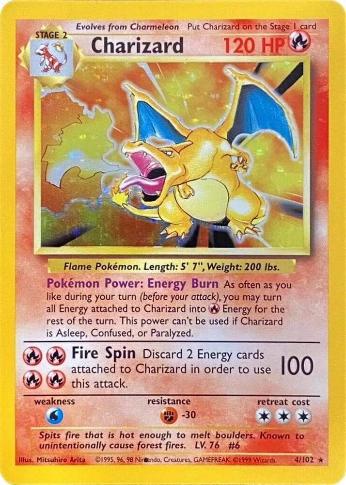 Charizard-Holo Incomplete Holo (4) 1999 Pokemon Game