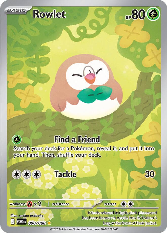 Rowlet Illustration Rare (090) 2026 Pokemon Por EN-Perfect Order