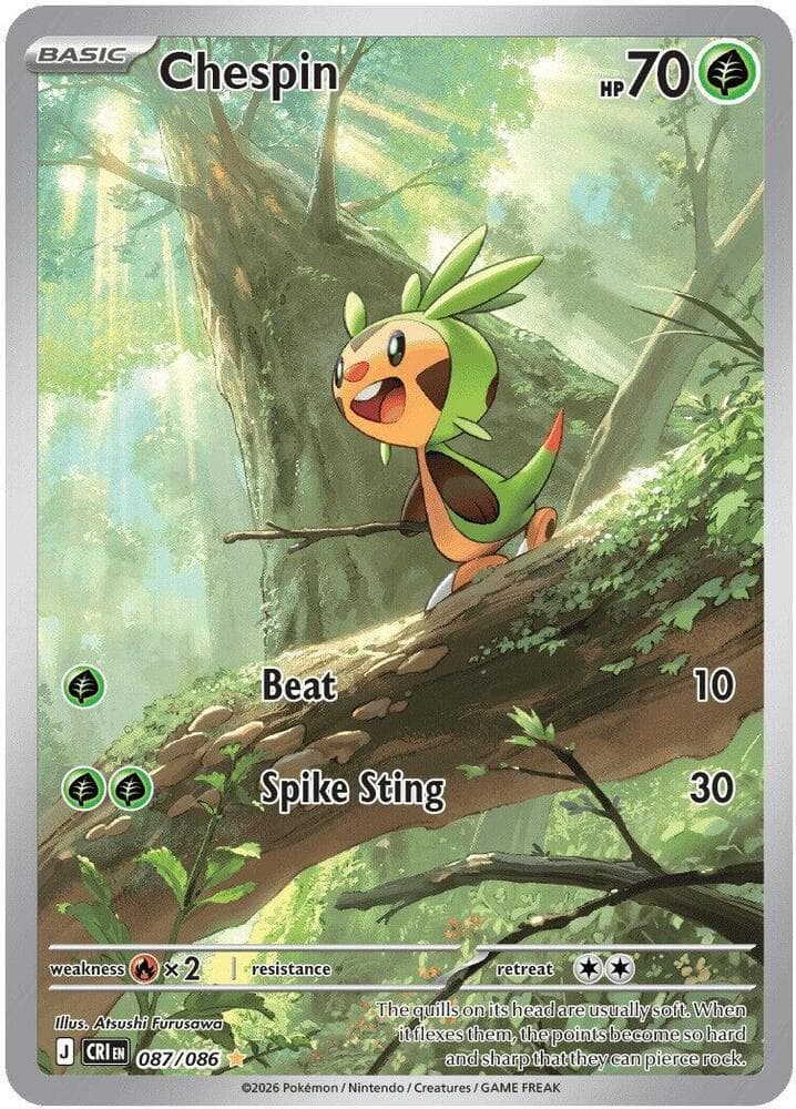 Chespin Illustration Rare (087) 2026 Pokemon Cri EN-Chaos Rising