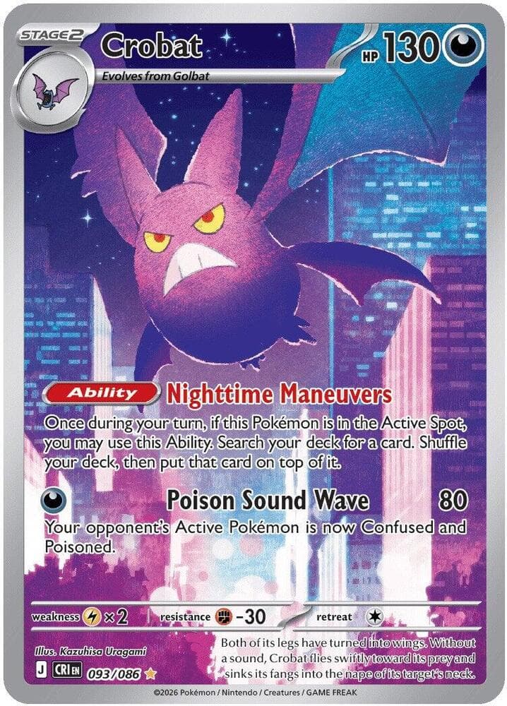 Crobat Illustration Rare (093) 2026 Pokemon Cri EN-Chaos Rising