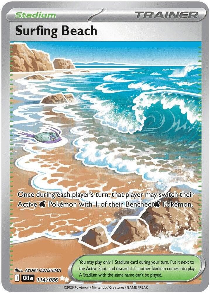 Surfing Beach Ultra Rare (114) 2026 Pokemon Cri EN-Chaos Rising