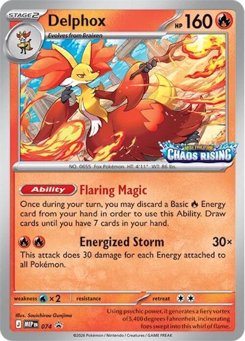 Delphox Chaos Rising Prerelease-Staff (074) 2026 Pokemon Mep EN-Me Black Star Promo