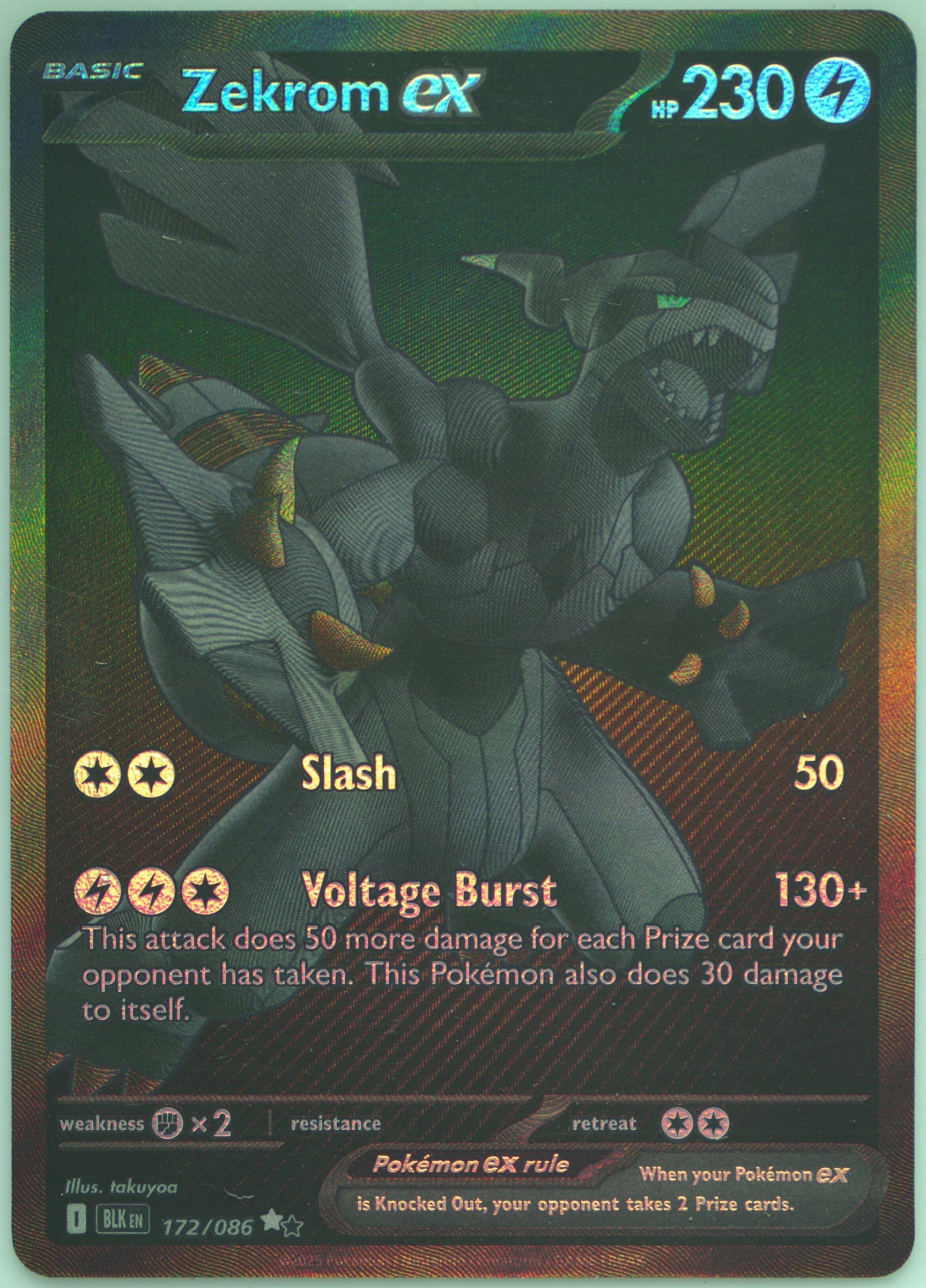 Zekrom EX Black White Rare (172) 2025 Pokemon Blk EN-Black Bolt