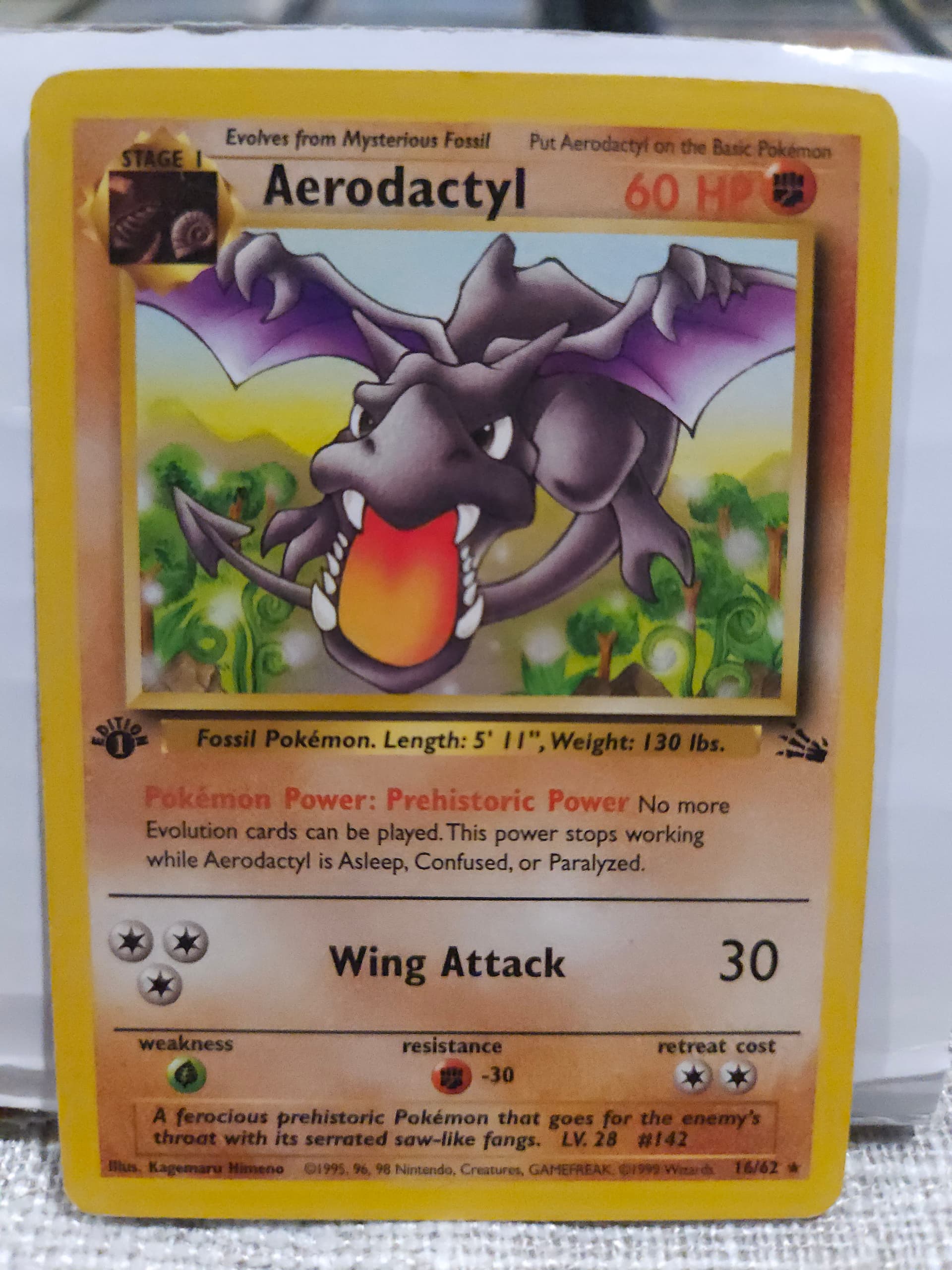aerodactyl pokemon card 1 62 1999 Pokmon Fossil Holo #1/62 Ace Graded NM-MT 8 Bibby Binder Sold at Auction: Pokemon Fossil