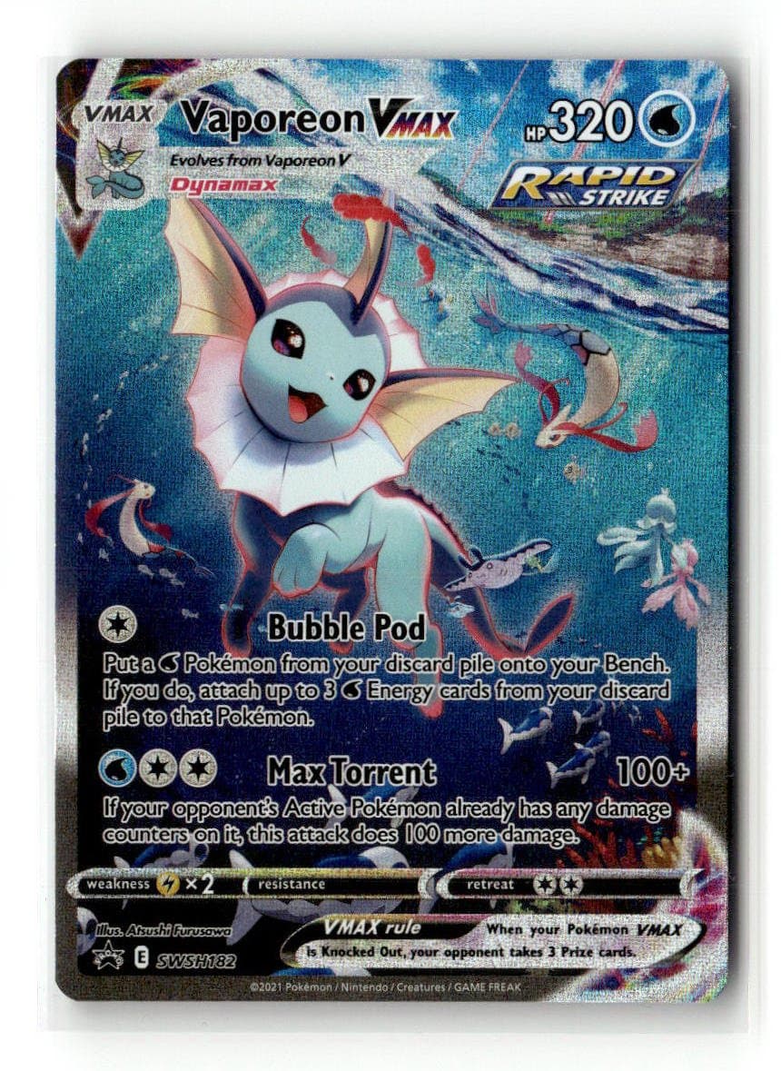 1000 vmax pokemon cards Mew or gifting to Pokmon enthusiasts Random assortment ensures every pack is a surpriseno two cards are the same in each bundle Officially licensed Pokmon cards Full Art/Vaporeon Vmax Vaporeon Vmax