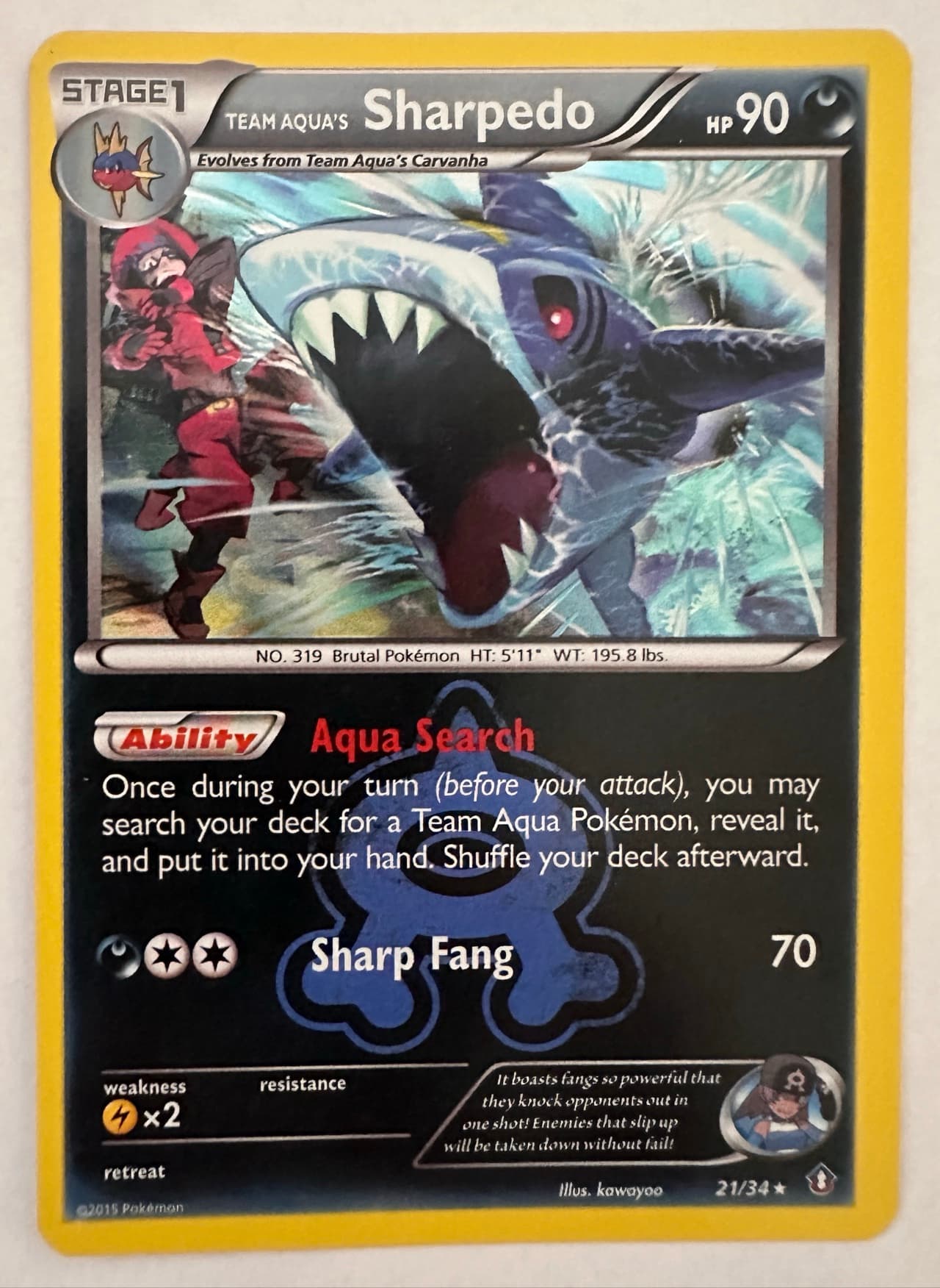 Team Aqua's Sharpedo-Reverse Foil (21) 2015 Pokemon XY Double Crisis Team Aqua's Sharpedo-Reverse Foil (21) 2015 Pokemon XY Double Crisis