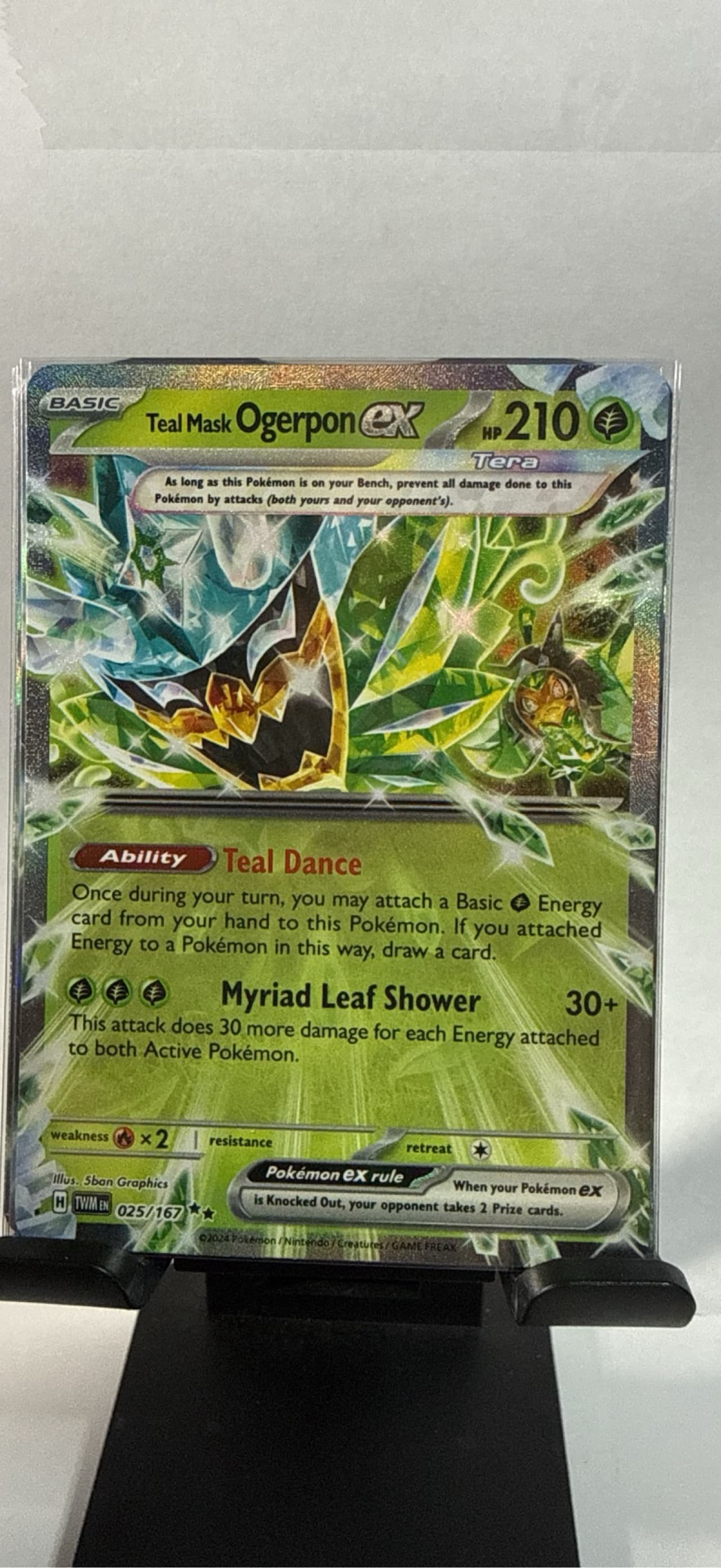 teal mask ogerpon pokemon card EX 020/187 Terastal Festival ex Japanese Car & Ink shuffle your deck Card Teal Mask Ogerpon ex