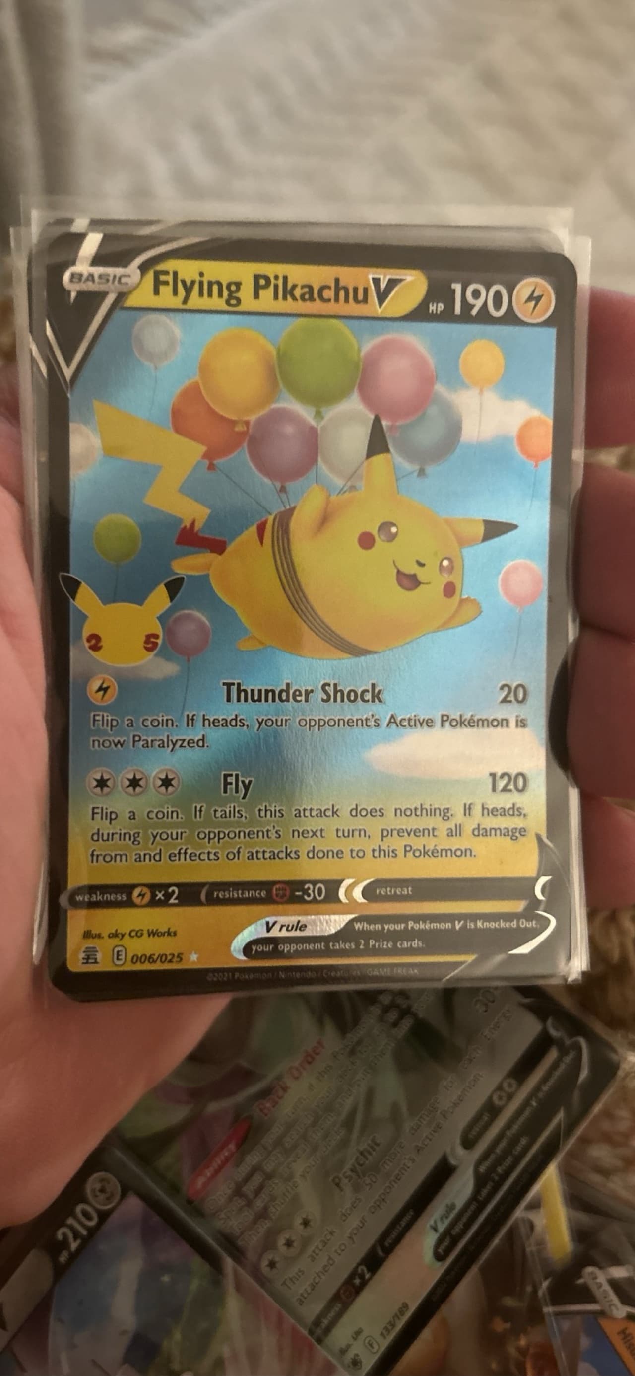 flying pikachu pokemon card value V - 006/025 prevent all effects of attacks Flying Pikachu V (006) 2021
