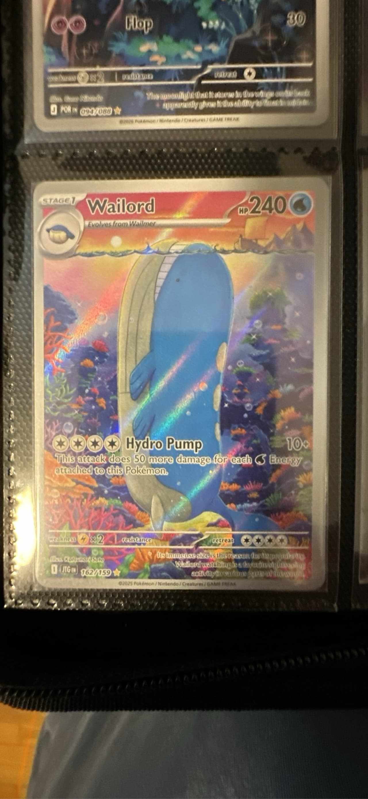 wailord pokemon card ex - 095/081 (095/081) RarityRare Hit Points240 HP Colorless Wailord 162/159 Journey Together Illustration