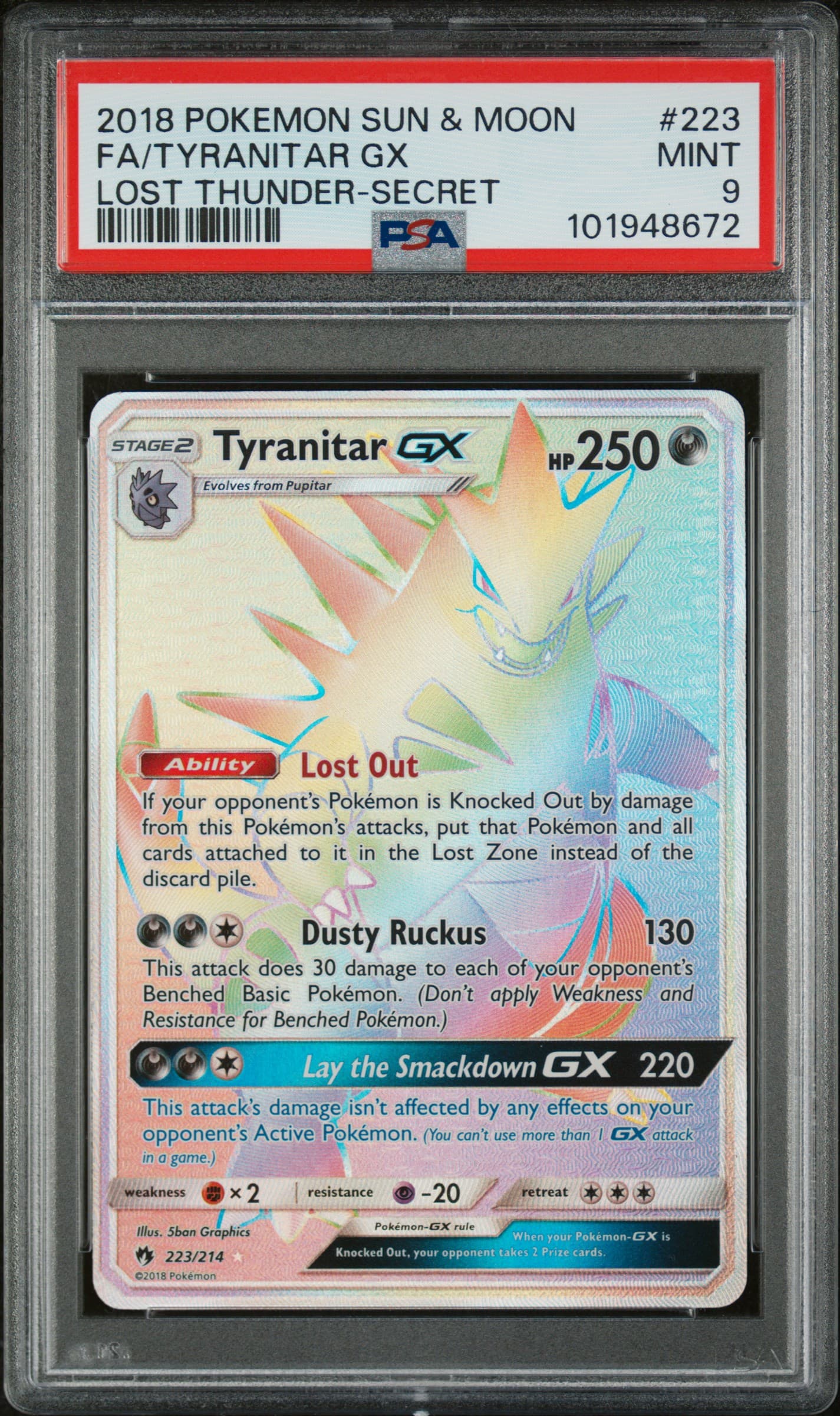Full Art/Tyranitar GX Secret (223) 2018 Pokemon Sun & Moon Lost Thunder Full Art/Tyranitar GX Secret (223) 2018 Pokemon Sun & Moon Lost Thunder