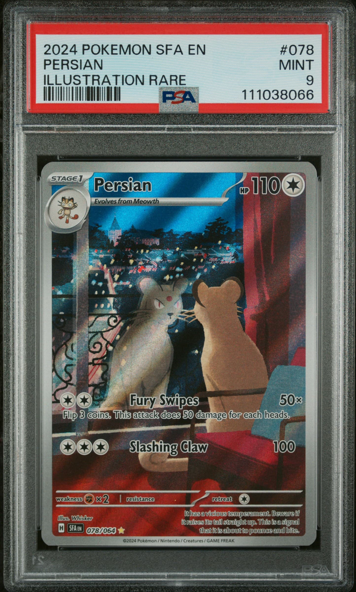 persian pokemon card full art Night Wanderer Rare Japanese #075 PSA 7 Ultra Rare Pokemon Persian 2024 Pokemon Shrouded Fable