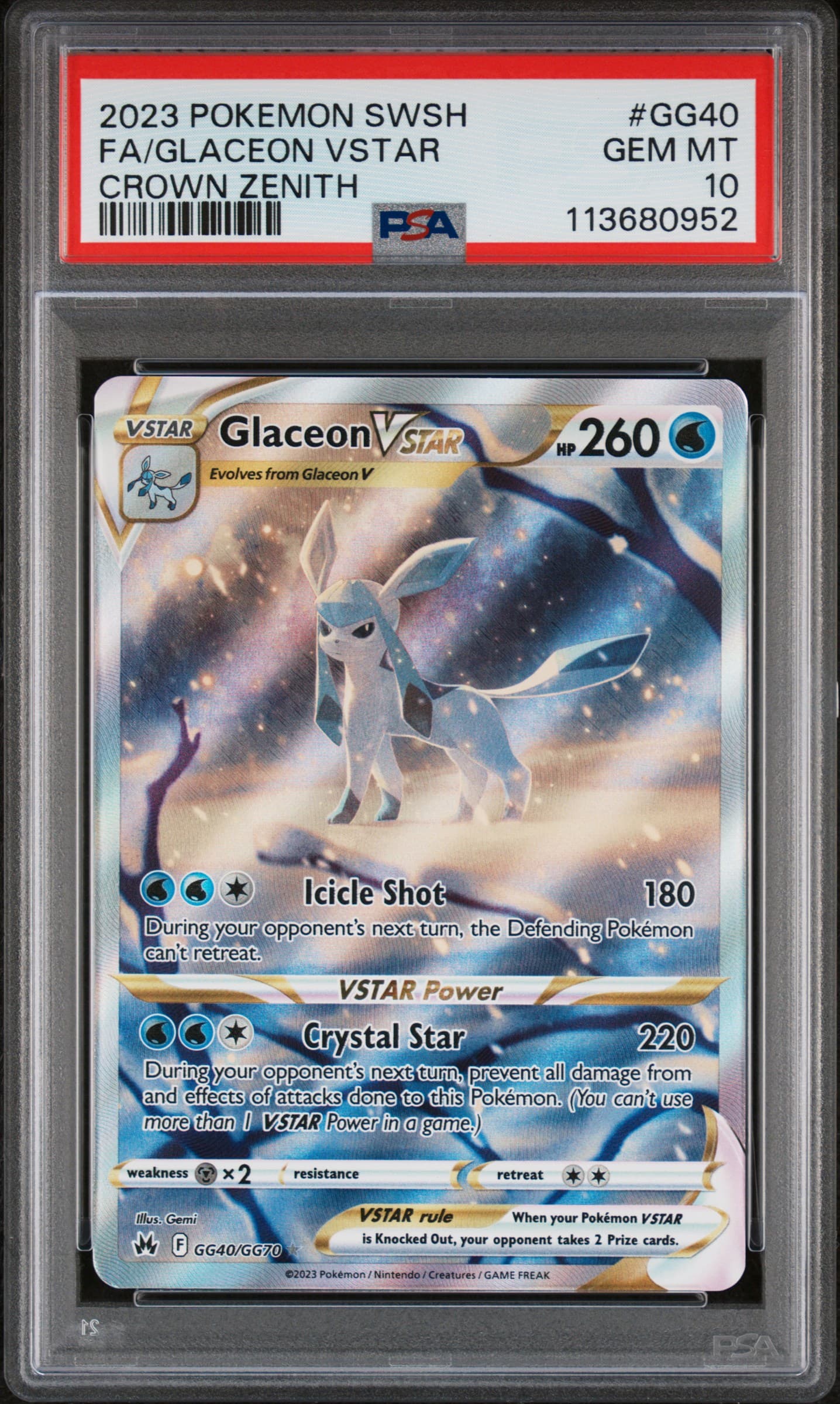 Full Art/Glaceon Vstar (GG40) 2023 Pokemon Sword and Shield Crown Zenith Full Art/Glaceon Vstar (GG40) 2023 Pokemon Sword and Shield Crown Zenith