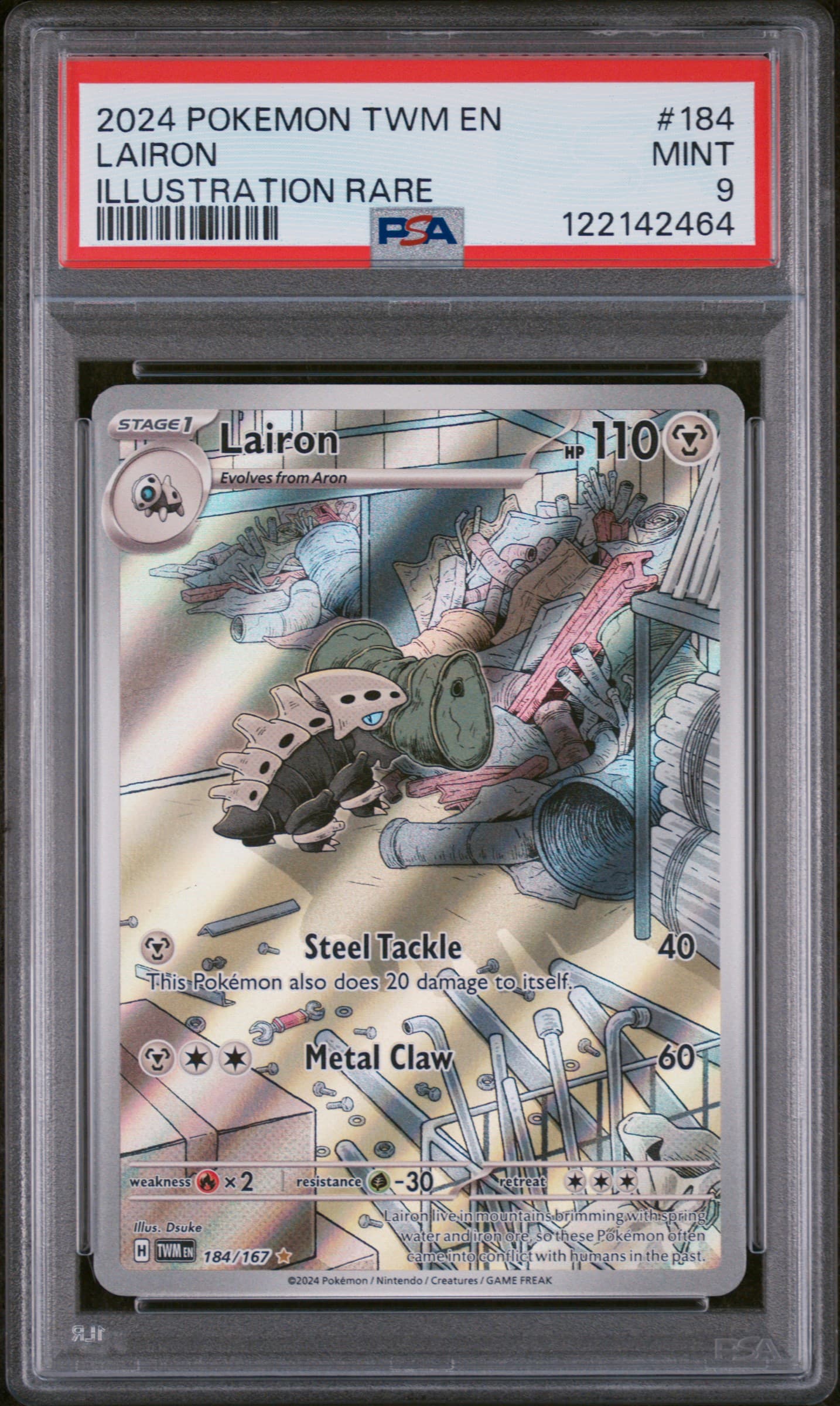 pokemon lairon card 111/101 sv6 AR 2024 MINT Japanese n060 art depiction of Lairon that makes it a true standout piece Lairon - EX Crystal Guardians