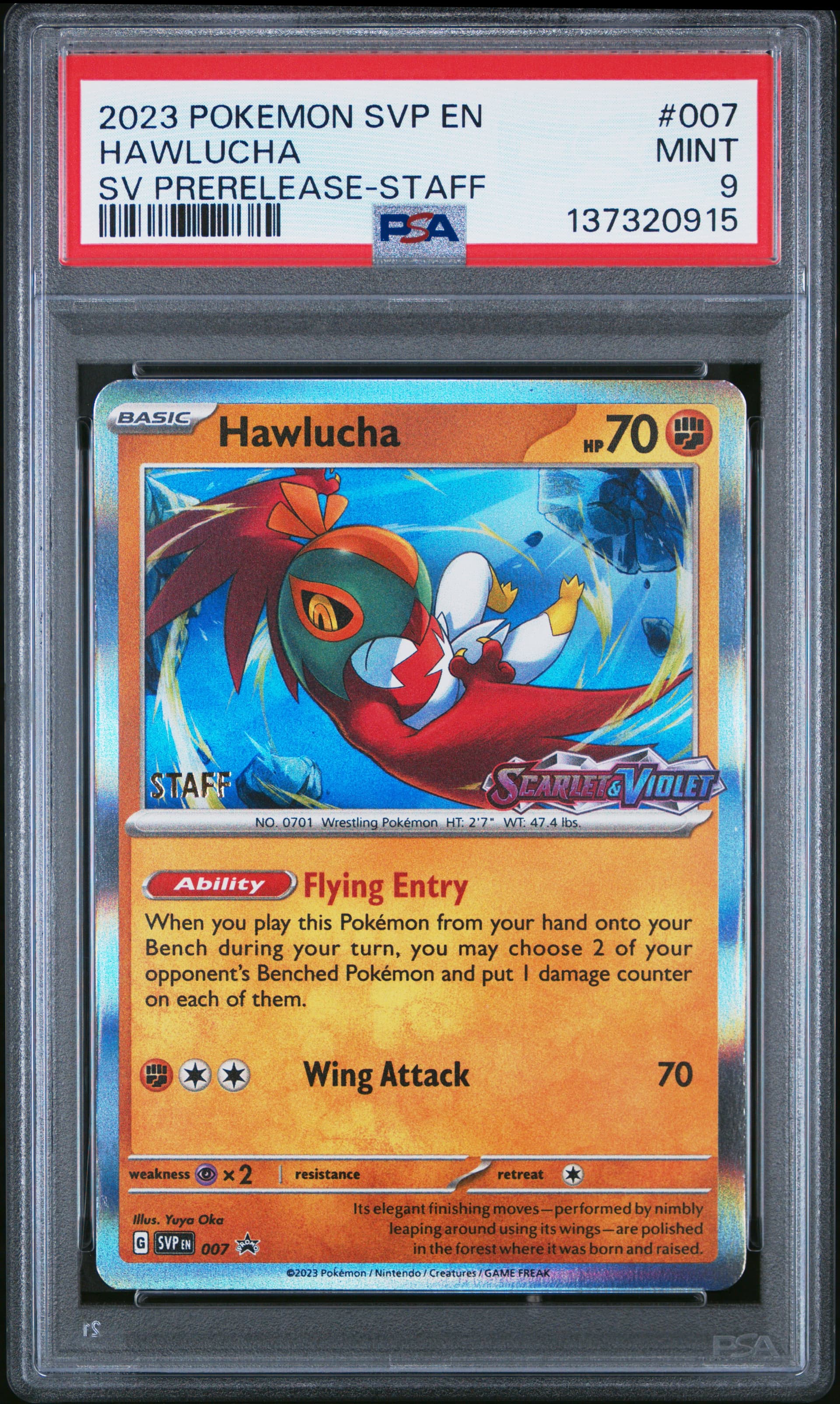 Hawlucha Scarlet & Violet Prerelease-Staff (007) 2023 Pokemon Svp EN-SV Black Star Promo Hawlucha Scarlet & Violet Prerelease-Staff (007) 2023 Pokemon Svp EN-SV Black Star Promo