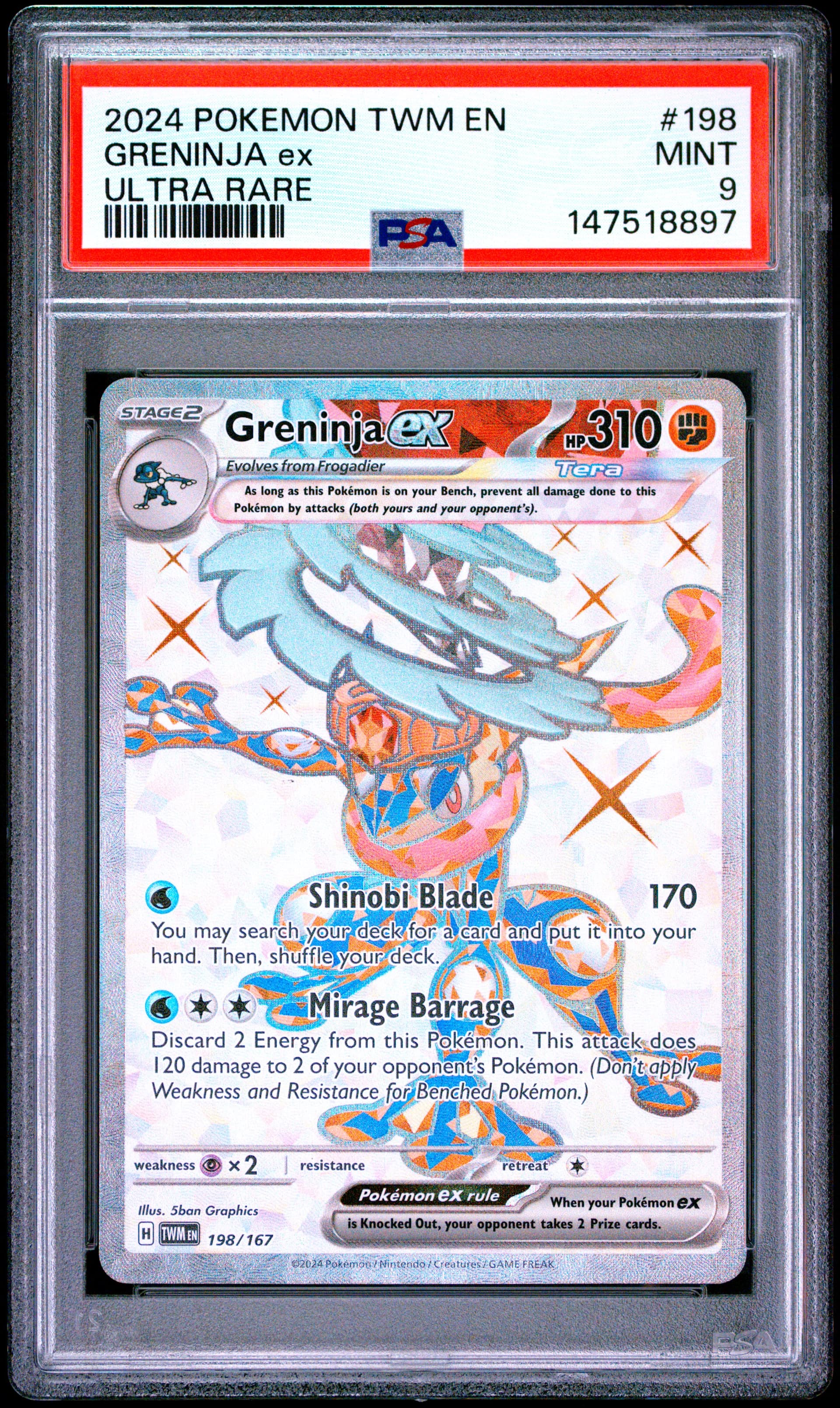 Greninja EX Ultra Rare (198) 2024 Pokemon Twm EN-Twilight Masquerade Greninja EX Ultra Rare (198) 2024 Pokemon Twm EN-Twilight Masquerade