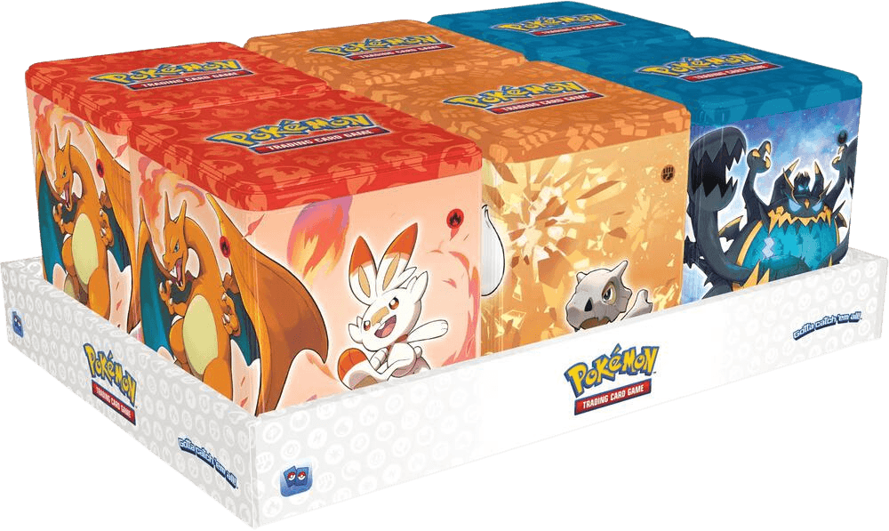 Pokemon Stacking Tins: Fighting-Fire-Darkness Display