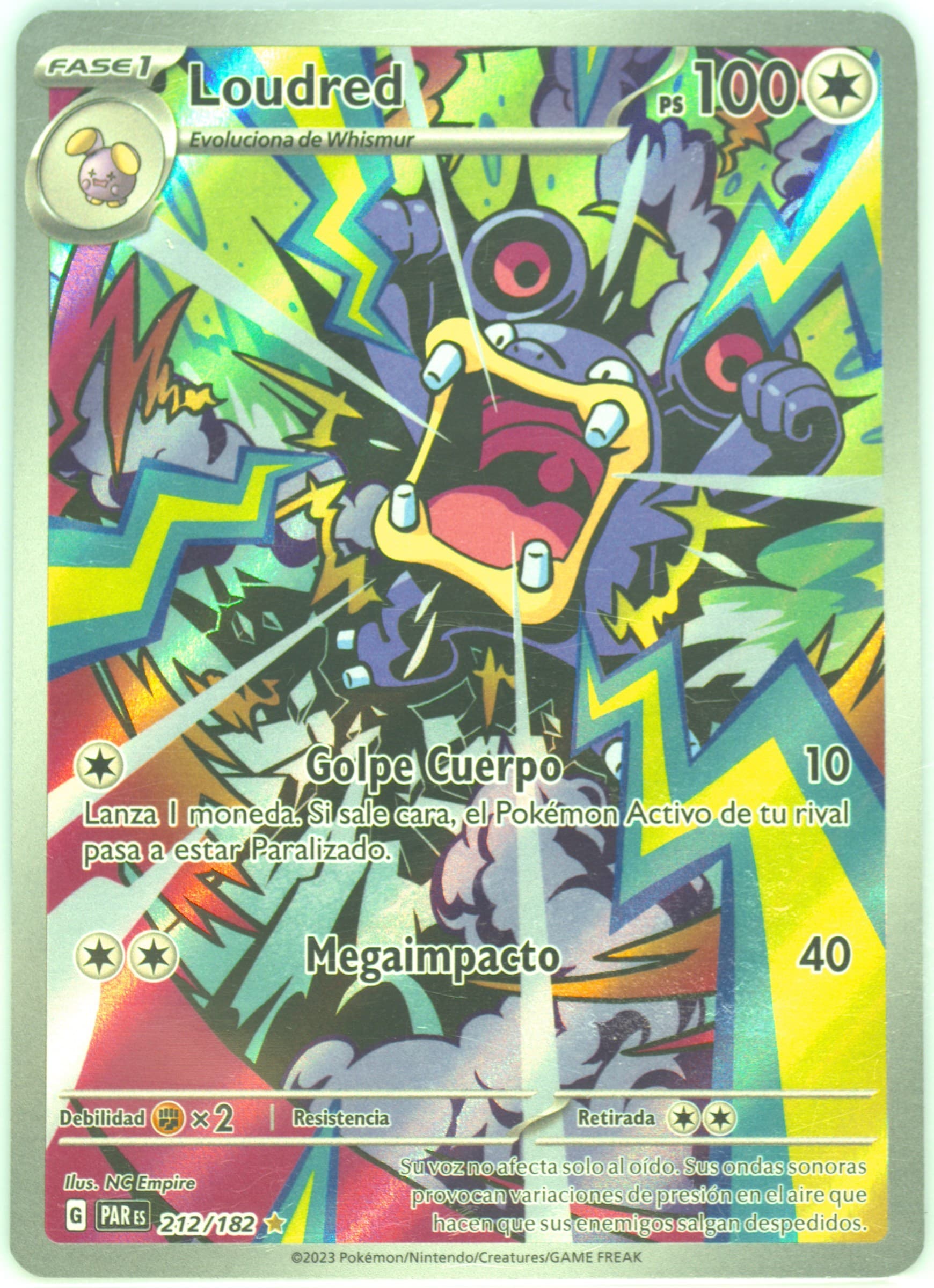 Loudred Illustration Rare (212) 2023 Pokemon Spanish Par ES-Paradox Rift