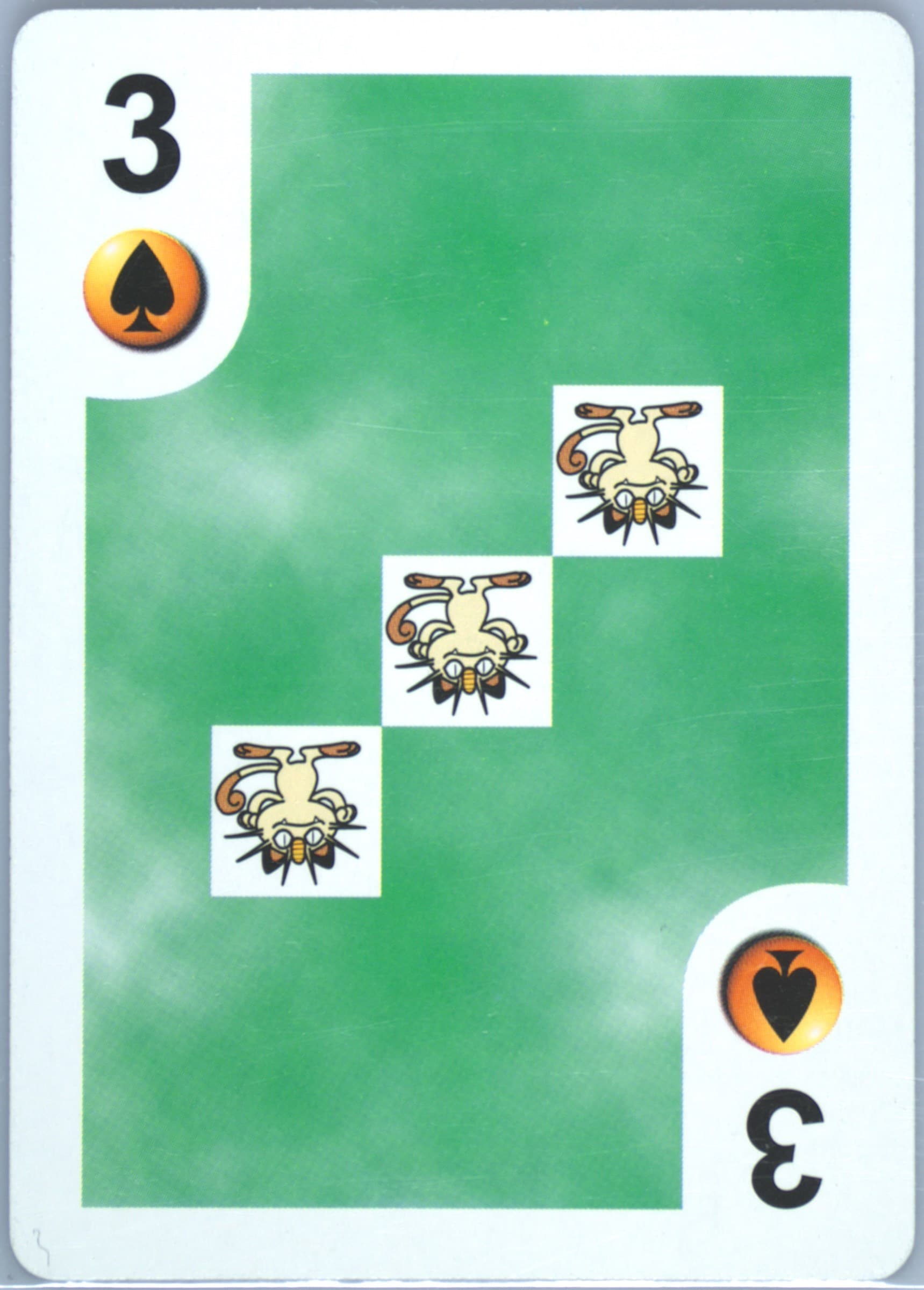 Meowth 3 of Spades 1999 Bicycle Pokemon Playing Cards