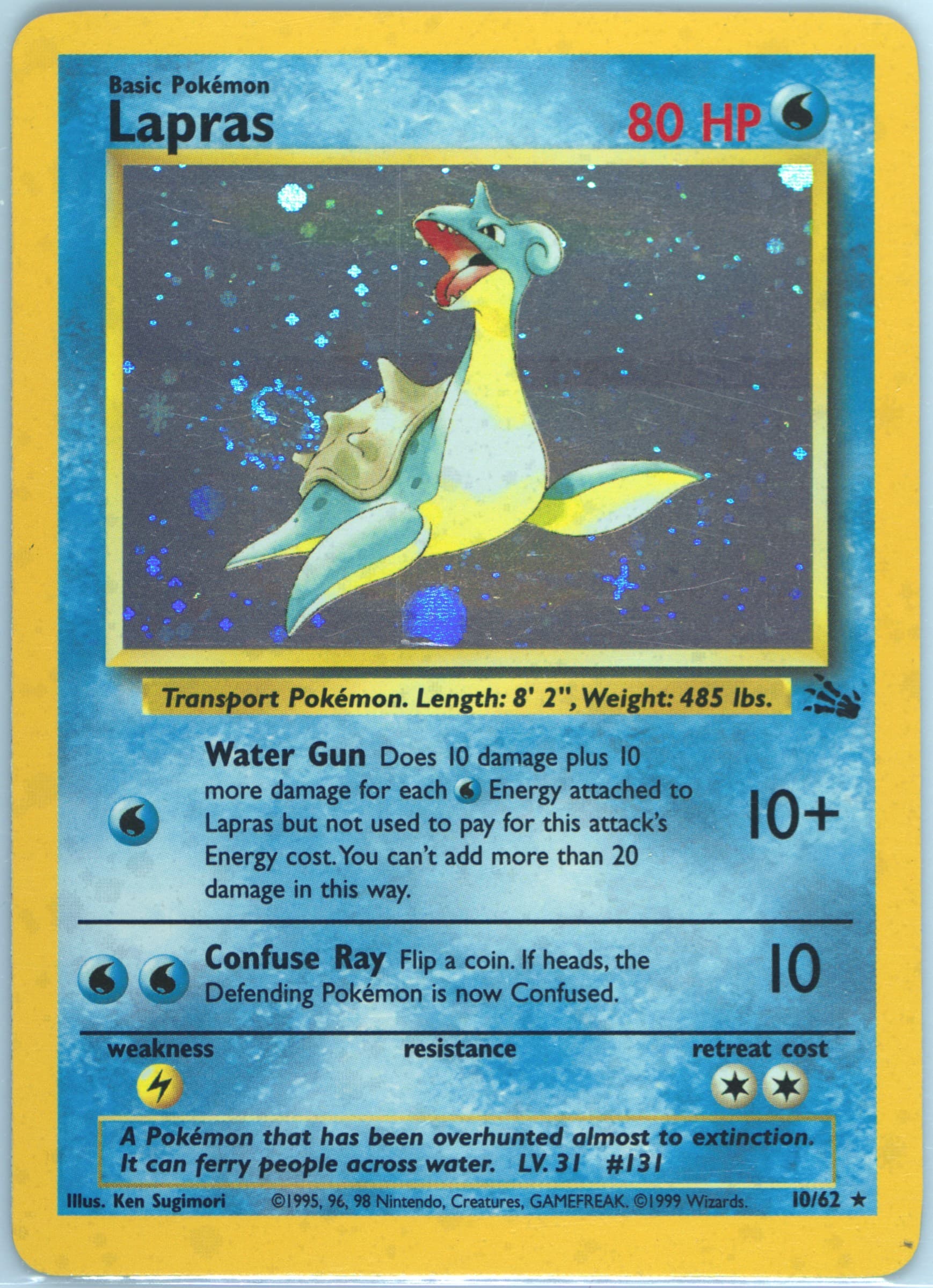 Lapras-Holo Cosmos (10) 1999 Pokemon Fossil