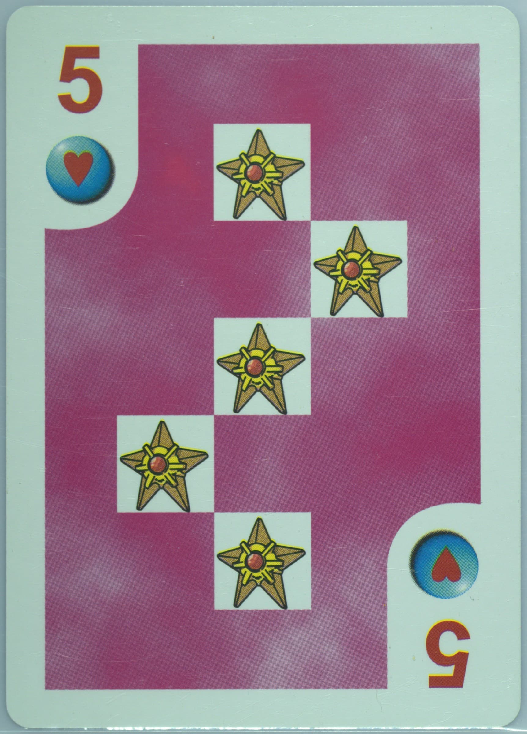 Staryu 5 of Hearts 1999 Bicycle Pokemon Playing Cards