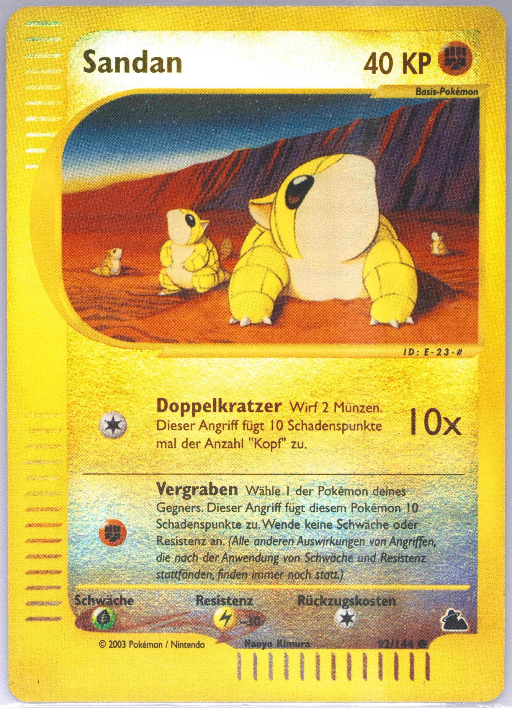 Sandan-Reverse Foil German (92) 2003 Pokemon Skyridge