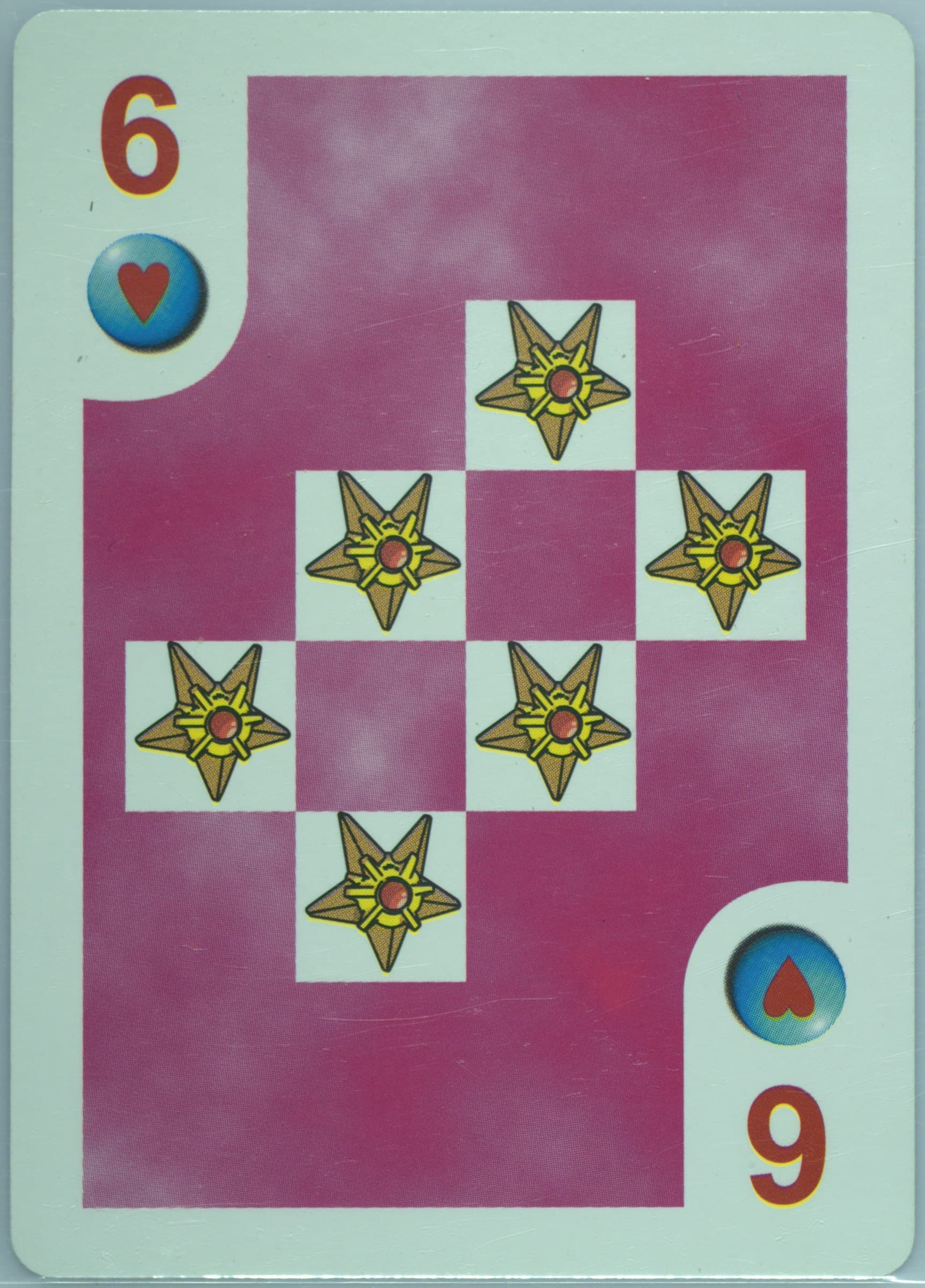 Staryu 6 of Hearts 1999 Bicycle Pokemon Playing Cards