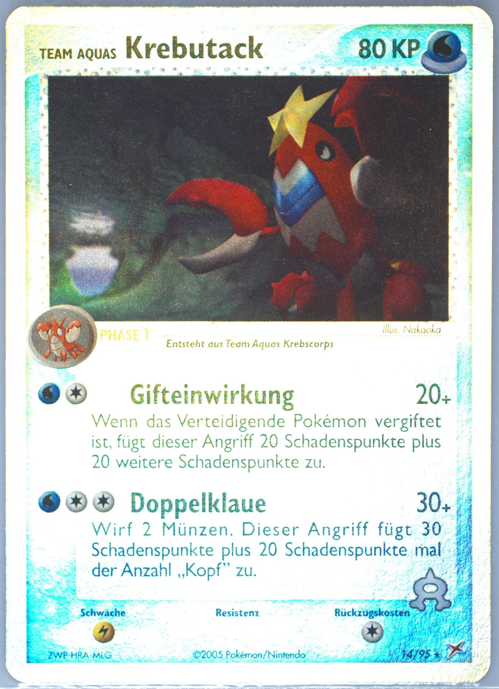 Team Aquas Krebutack-Reverse Foil (14) 2005 Pokemon German EX Team Magma VS Team Aqua