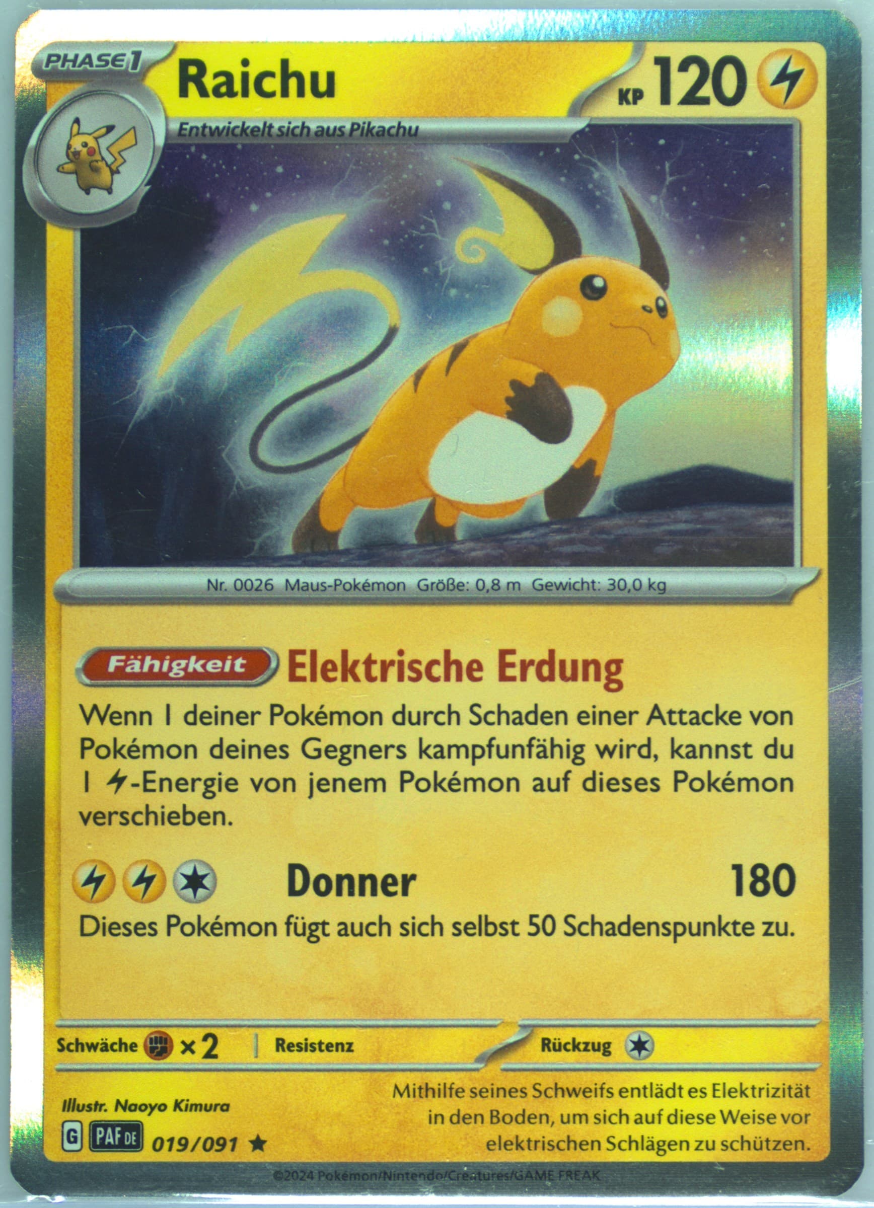 Raichu (019) 2024 Pokemon German Paf de-Paldean Fates