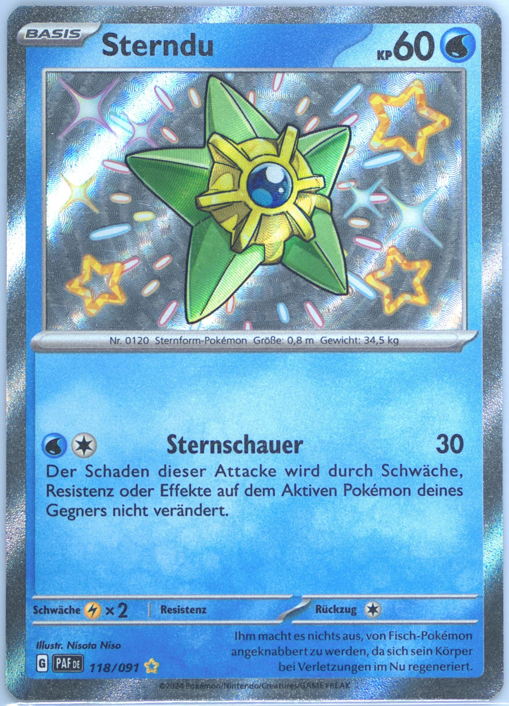 Staryu Shiny Rare (118) 2024 Pokemon German Paf de-Paldean Fates
