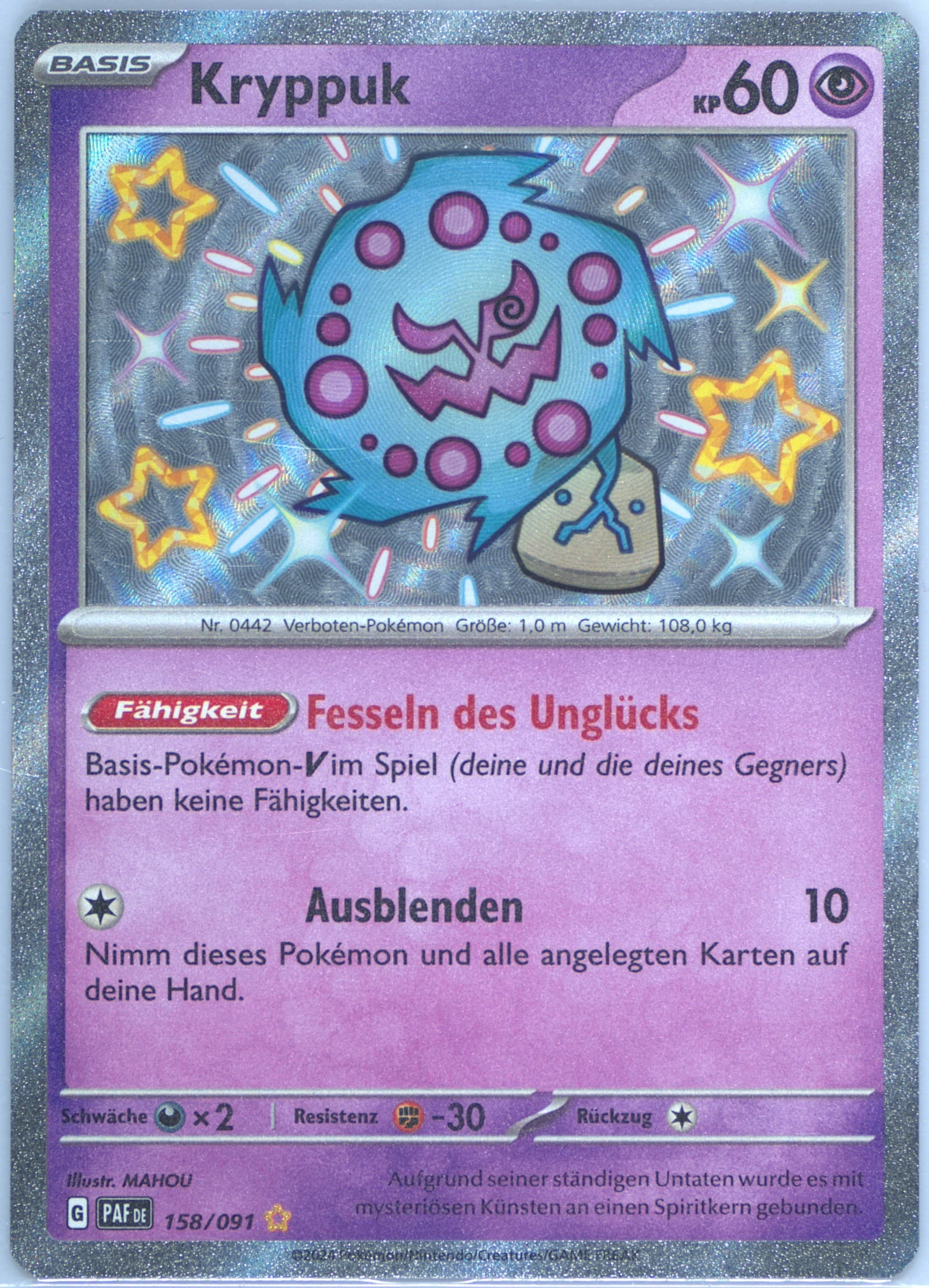 Spiritomb Shiny Rare (158) 2024 Pokemon German Paf de-Paldean Fates