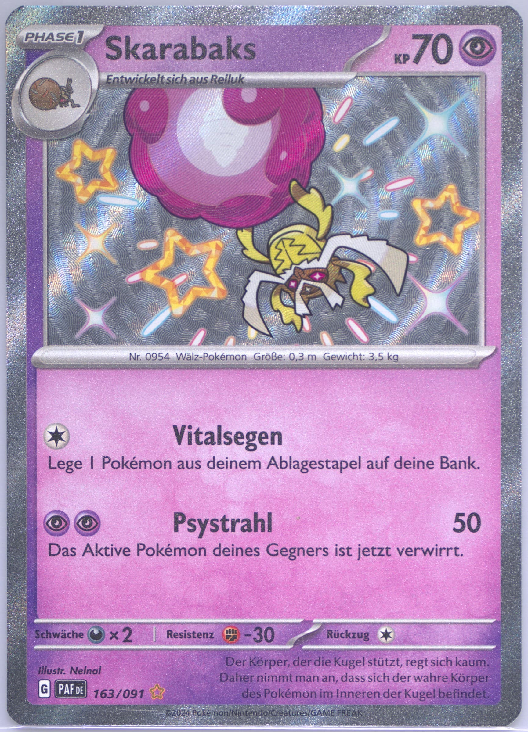 Rabsca Shiny Rare (163) 2024 Pokemon German Paf de-Paldean Fates