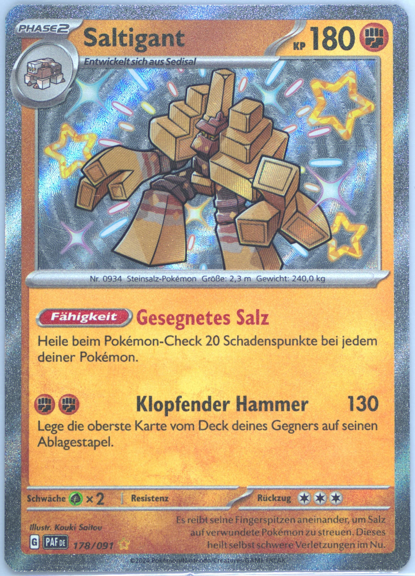 Garganacl Shiny Rare (178) 2024 Pokemon German Paf de-Paldean Fates