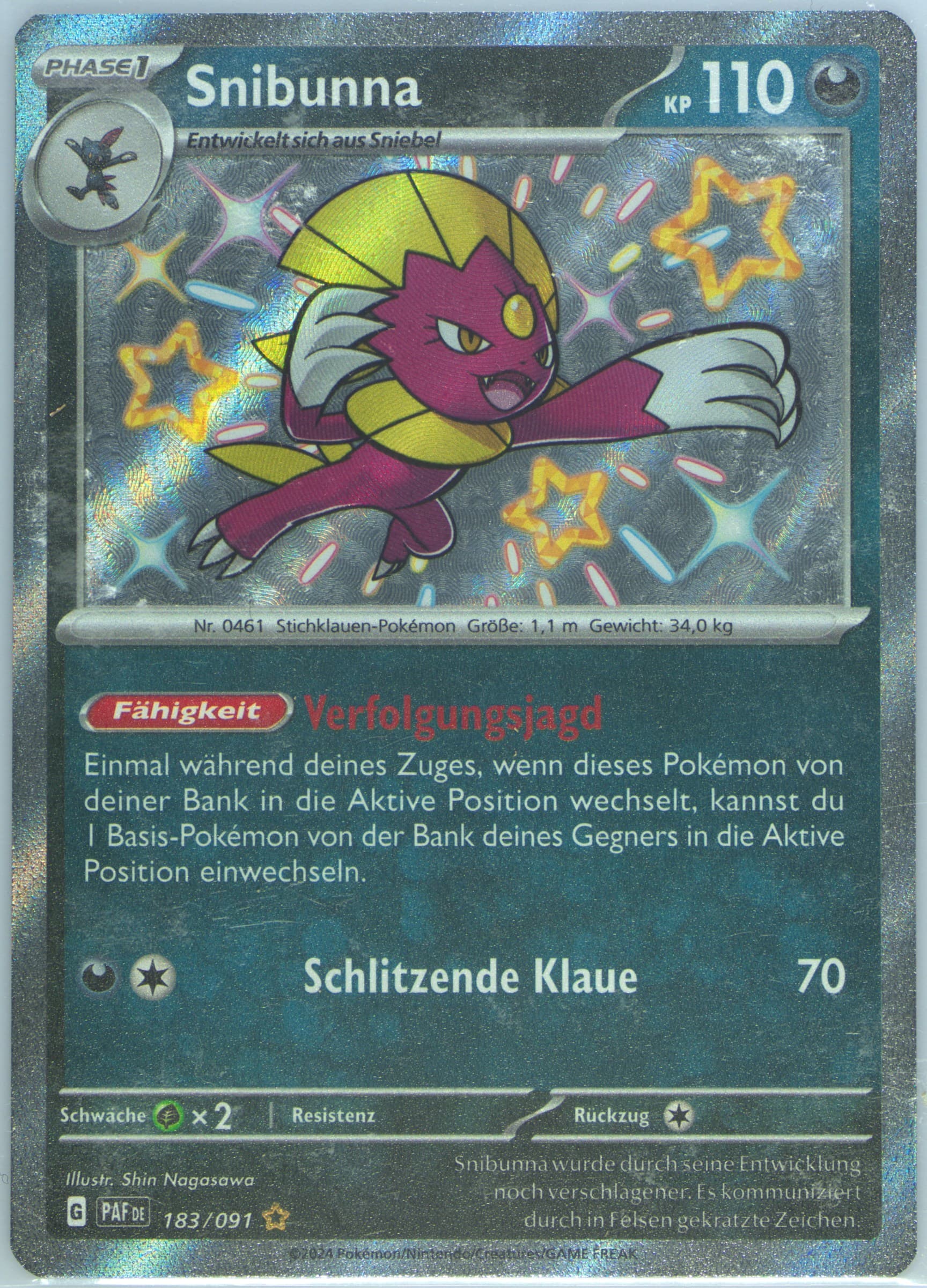Weavile Shiny Rare (183) 2024 Pokemon German Paf de-Paldean Fates