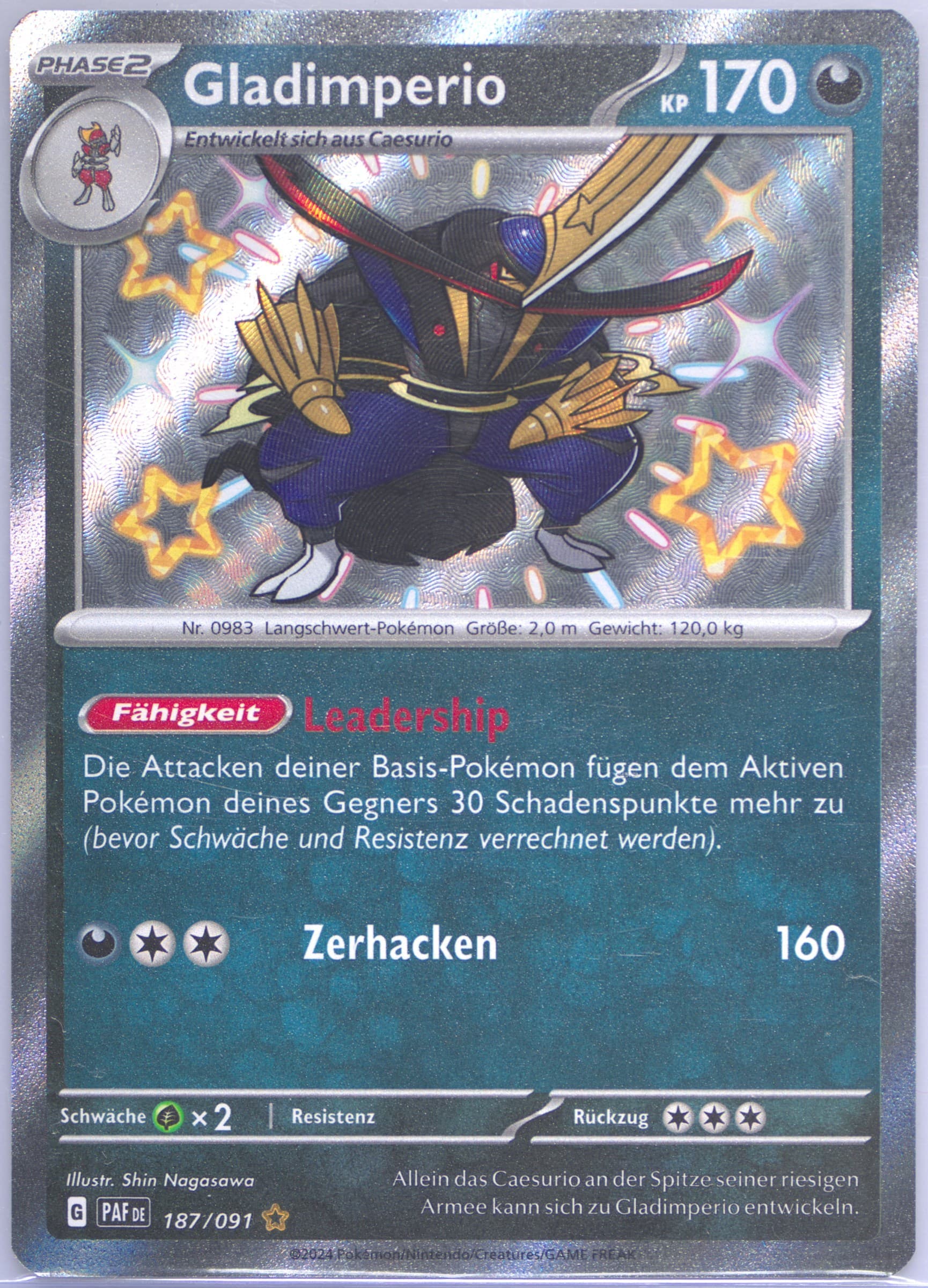 Kingambit Shiny Rare (187) 2024 Pokemon German Paf de-Paldean Fates