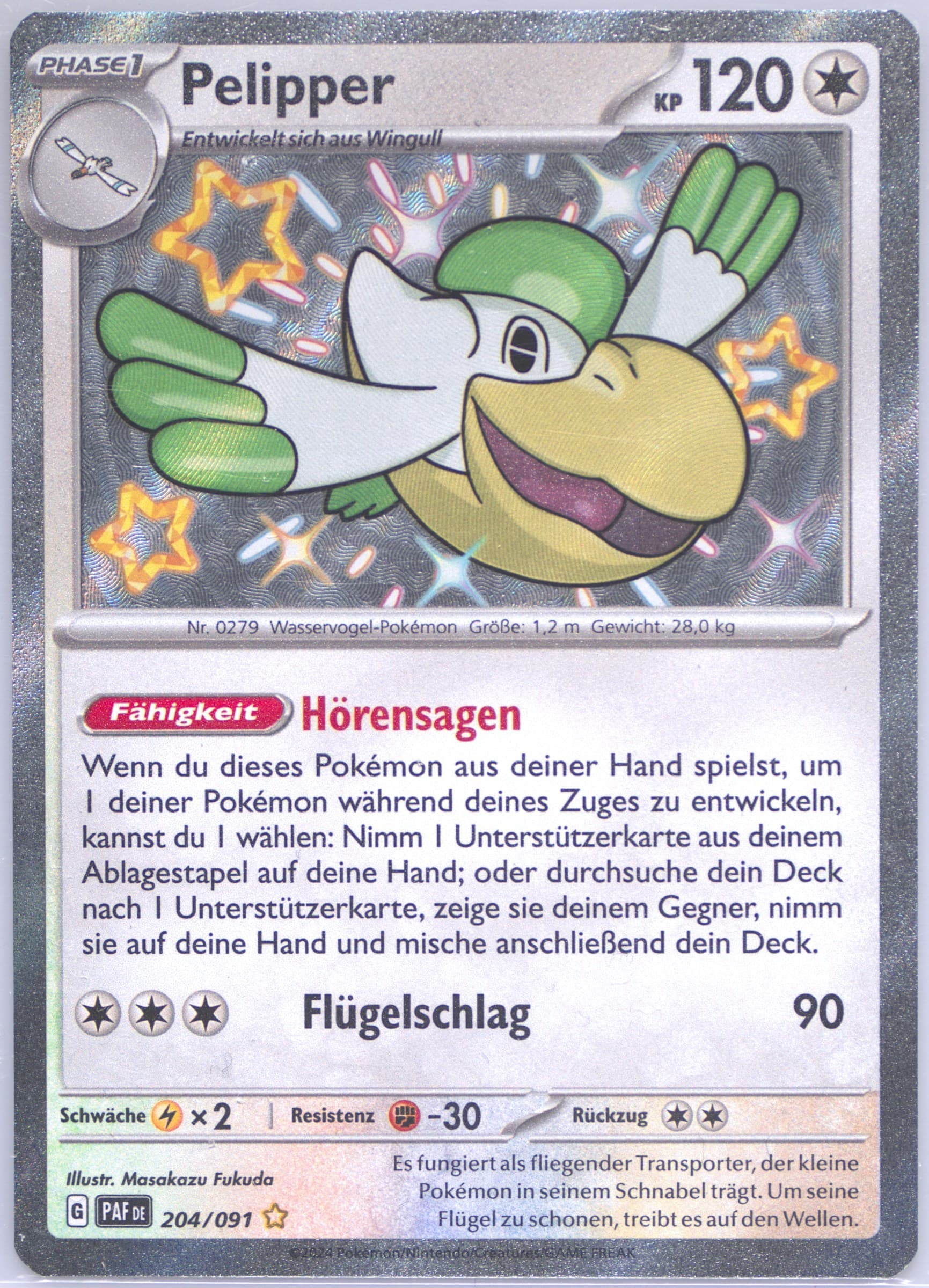 Pelipper Shiny Rare (204) 2024 Pokemon German Paf de-Paldean Fates