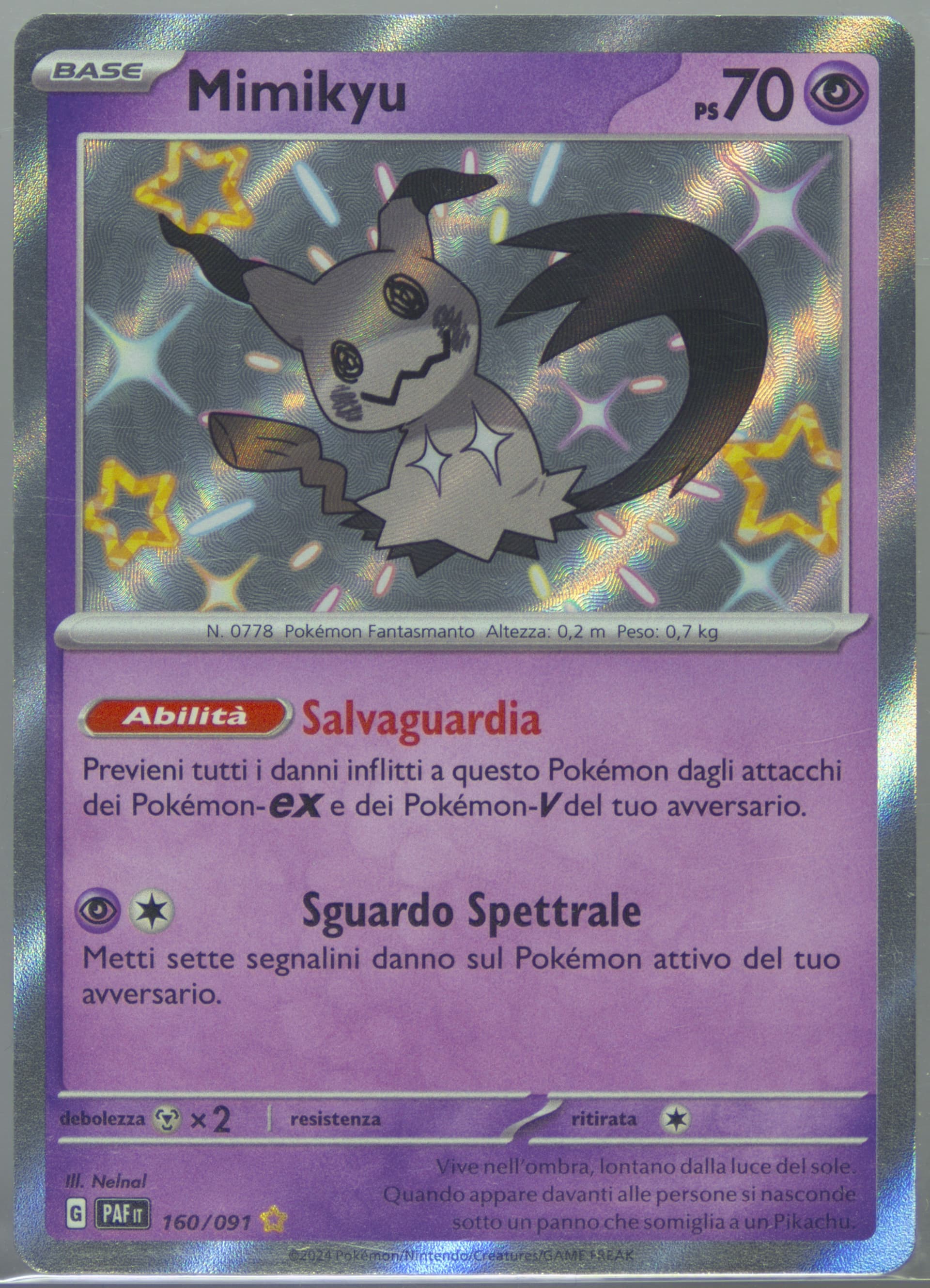 Mimikyu Shiny Rare (160) 2024 Pokemon Italian Paf It-Paldean Fates