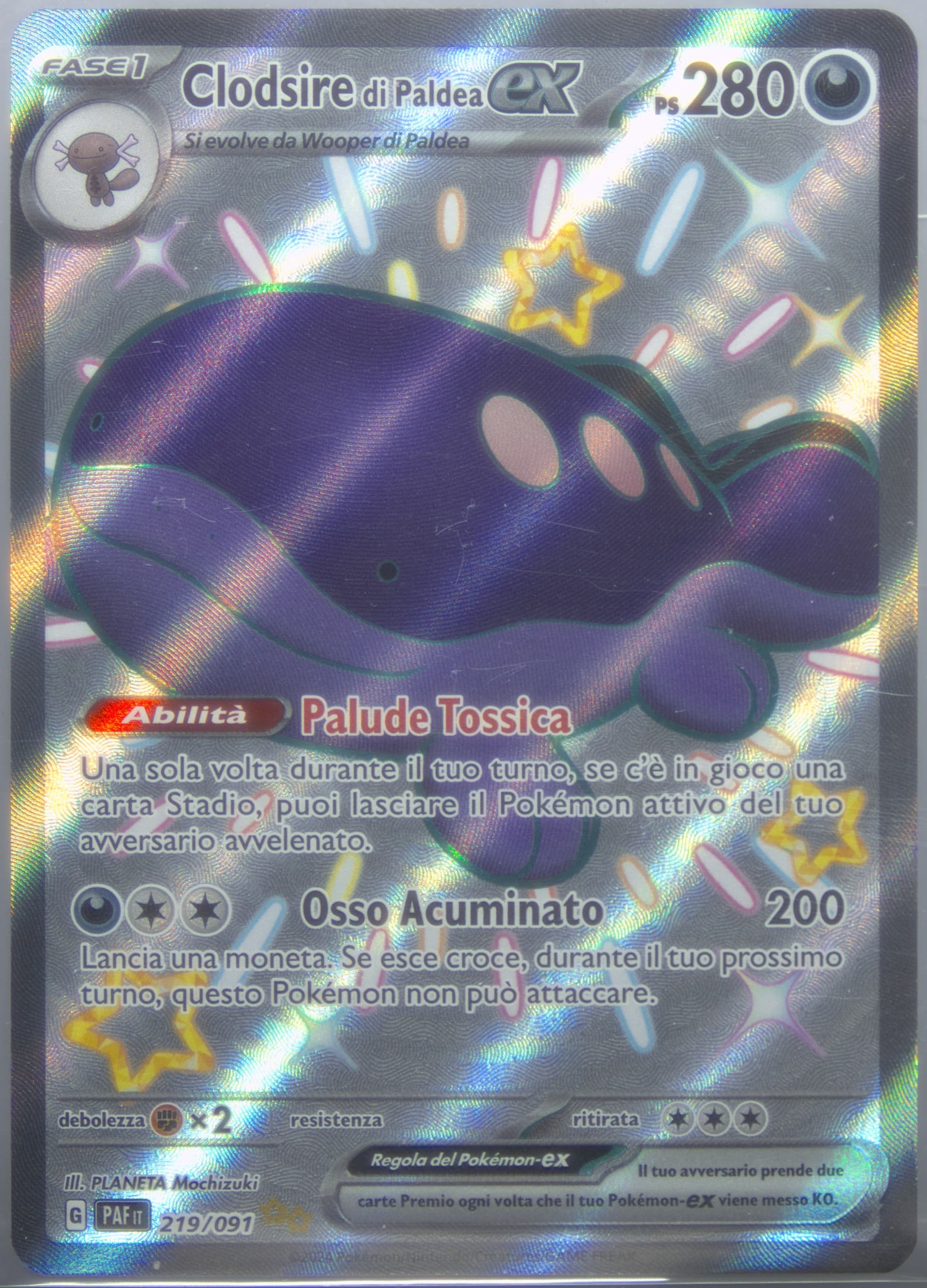 Paldean Clodsire EX Shiny Ultra Rare (219) 2024 Pokemon Italian Paf It-Paldean Fates
