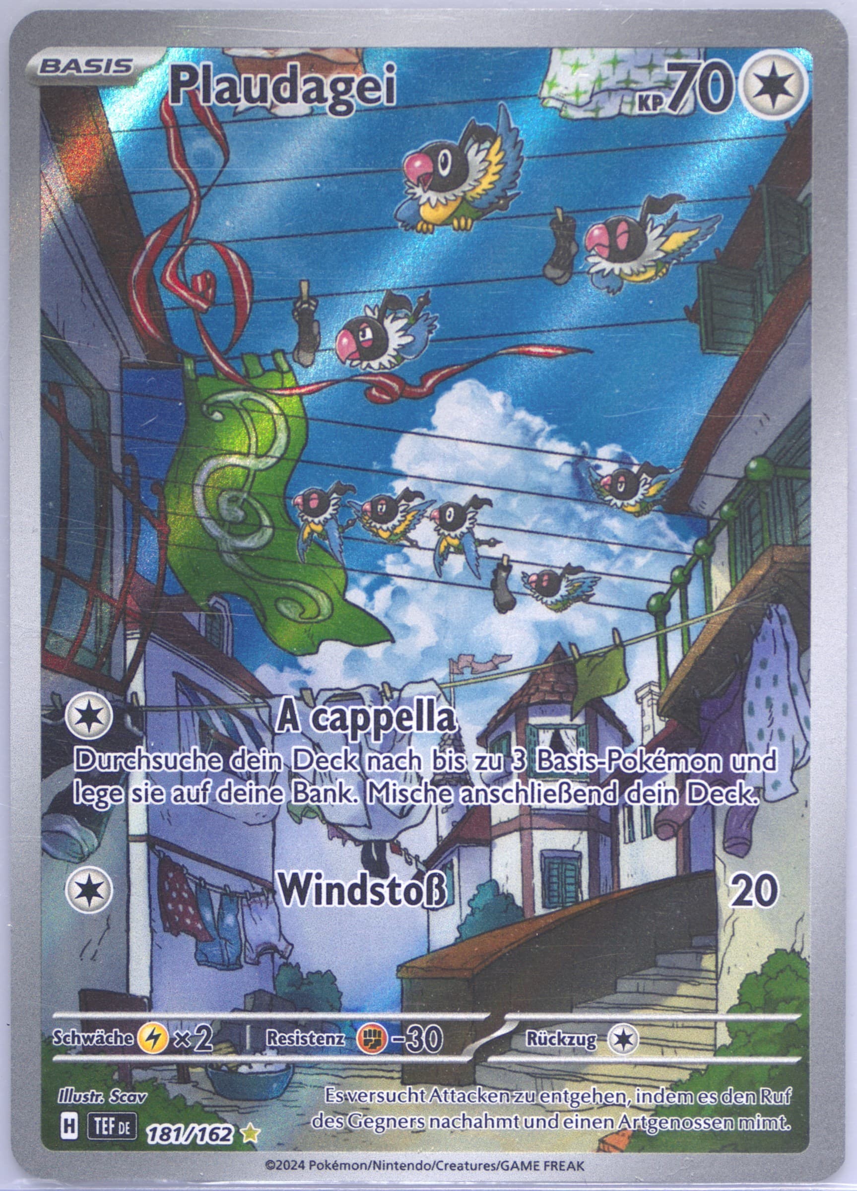 Chatot Illustration Rare (181) 2024 Pokemon German Tef de-Temporal Forces